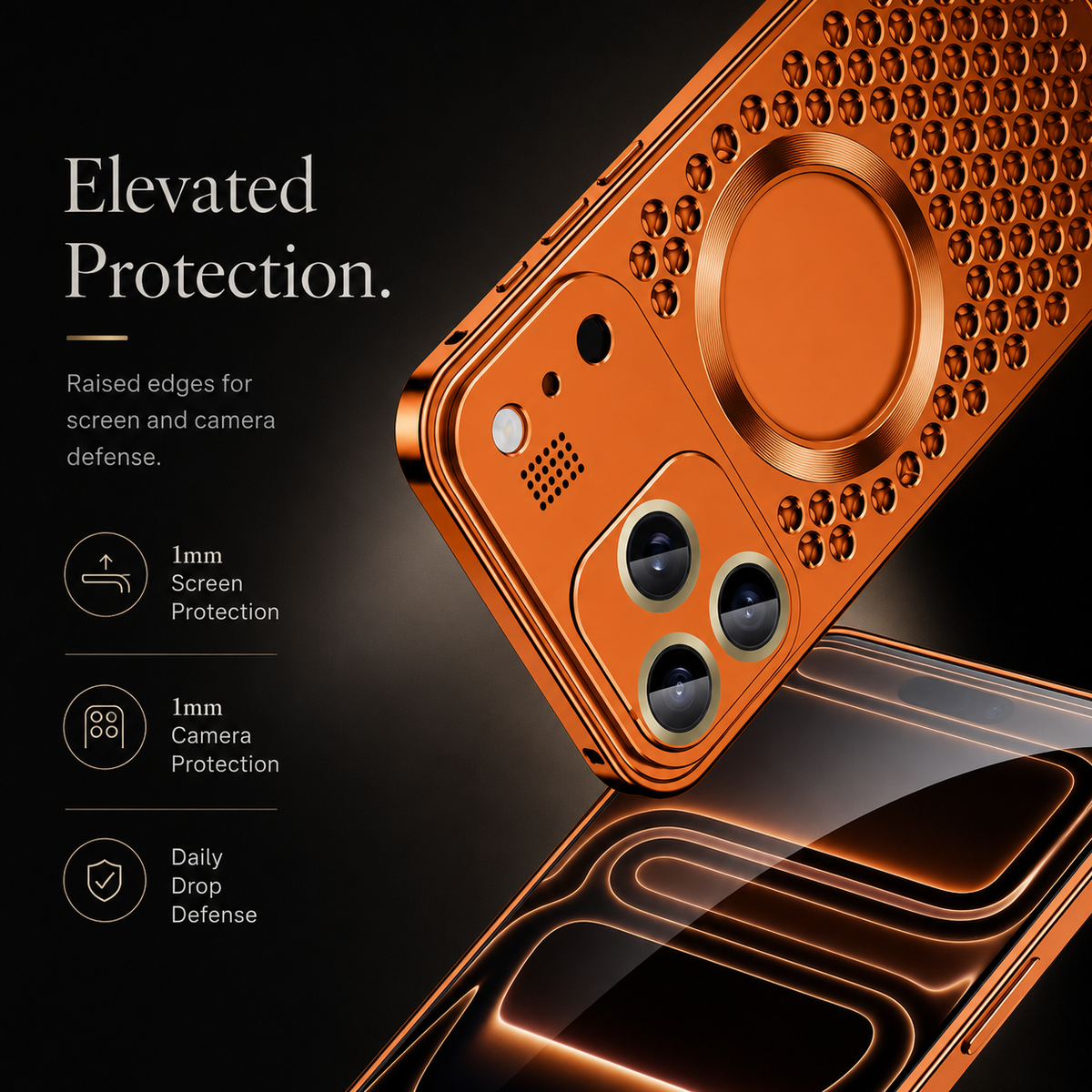 Premium iPhone Case Aluminum Alloy Frame Cover Magnetic Heat Dissipation Shockproof Anti Fall Camera Lens Protection
