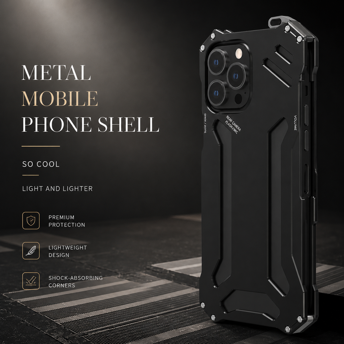 Premium iPhone Case Aluminum Alloy Metal Armor Cover Military Grade Shockproof Cooling Design Anti Scratch Protective Case