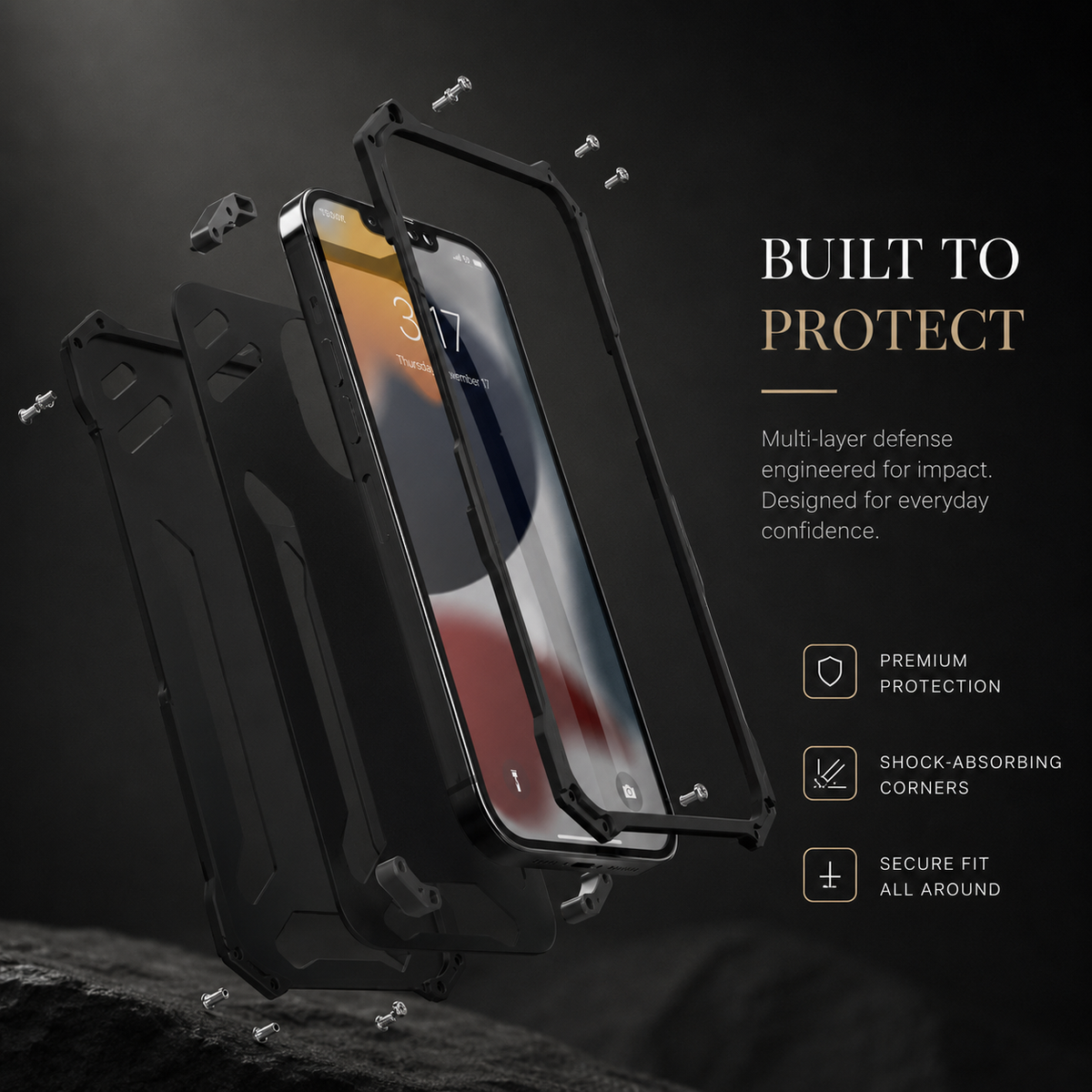 Premium iPhone Case Aluminum Alloy Metal Armor Cover Military Grade Shockproof Cooling Design Anti Scratch Protective Case
