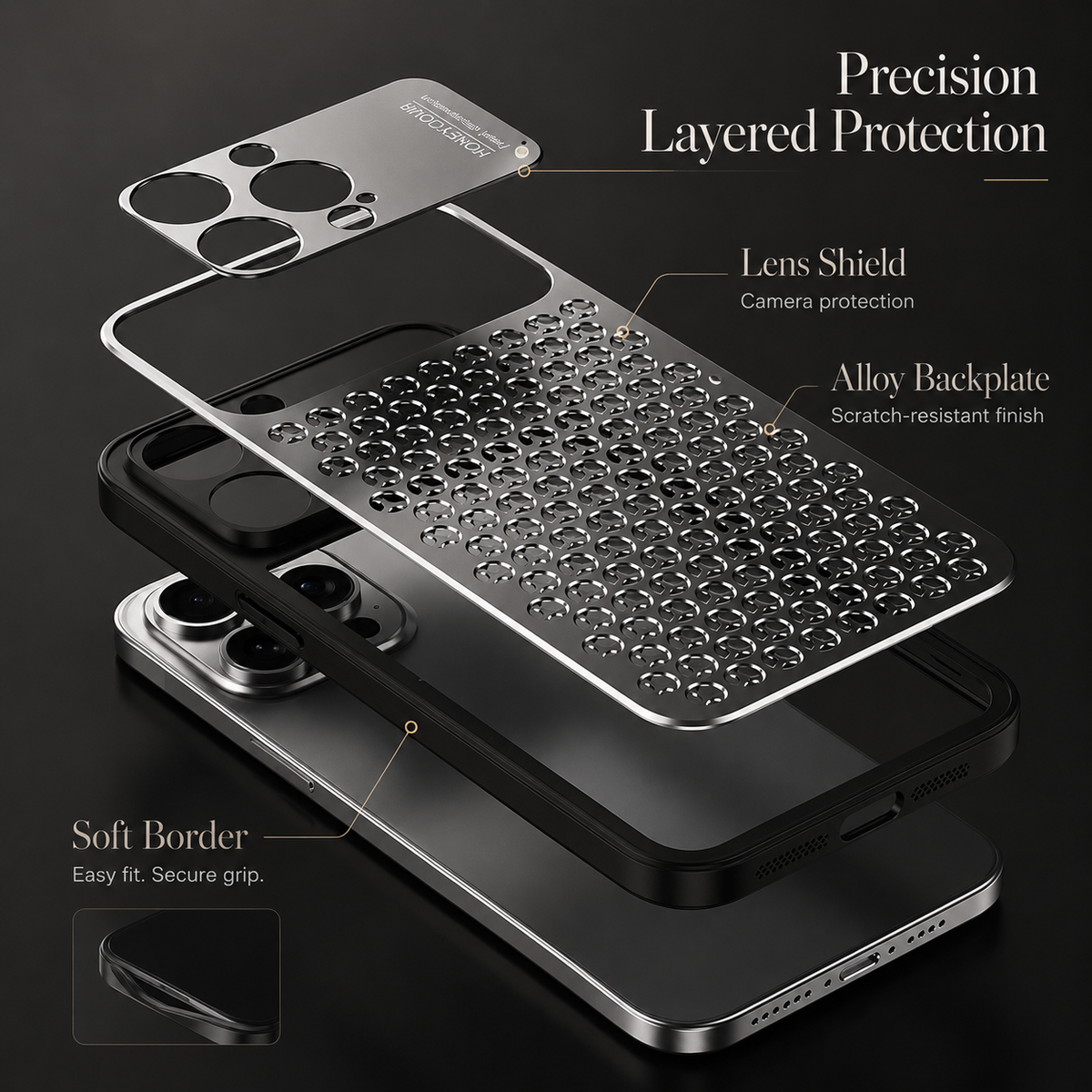 Premium iPhone Case Aluminum Alloy Protective Cover Breathable Metal Design Anti Fingerprint Scratch Resistant Slim Frame