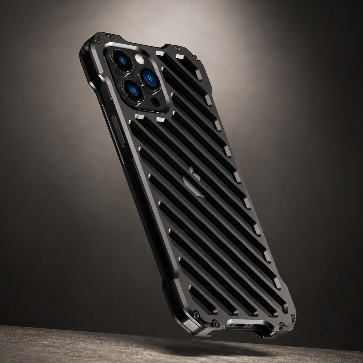 Premium iPhone Case Aluminum Armor Bumper Shockproof Metal Gear Transparent Hard Cover Camera Lens Protection Case