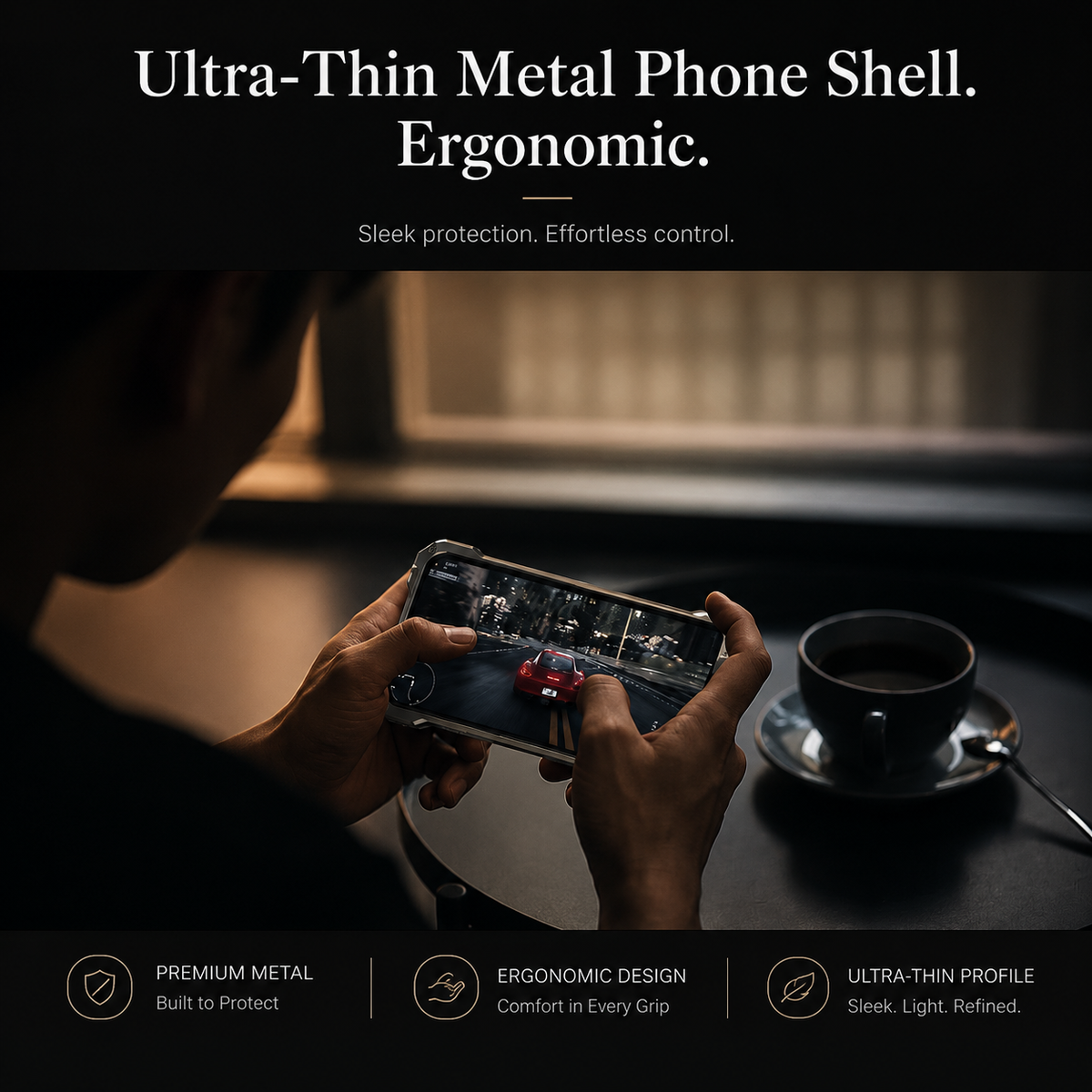 Premium iPhone Case Aluminum Armor Bumper Shockproof Metal Gear Transparent Hard Cover Camera Lens Protection Case