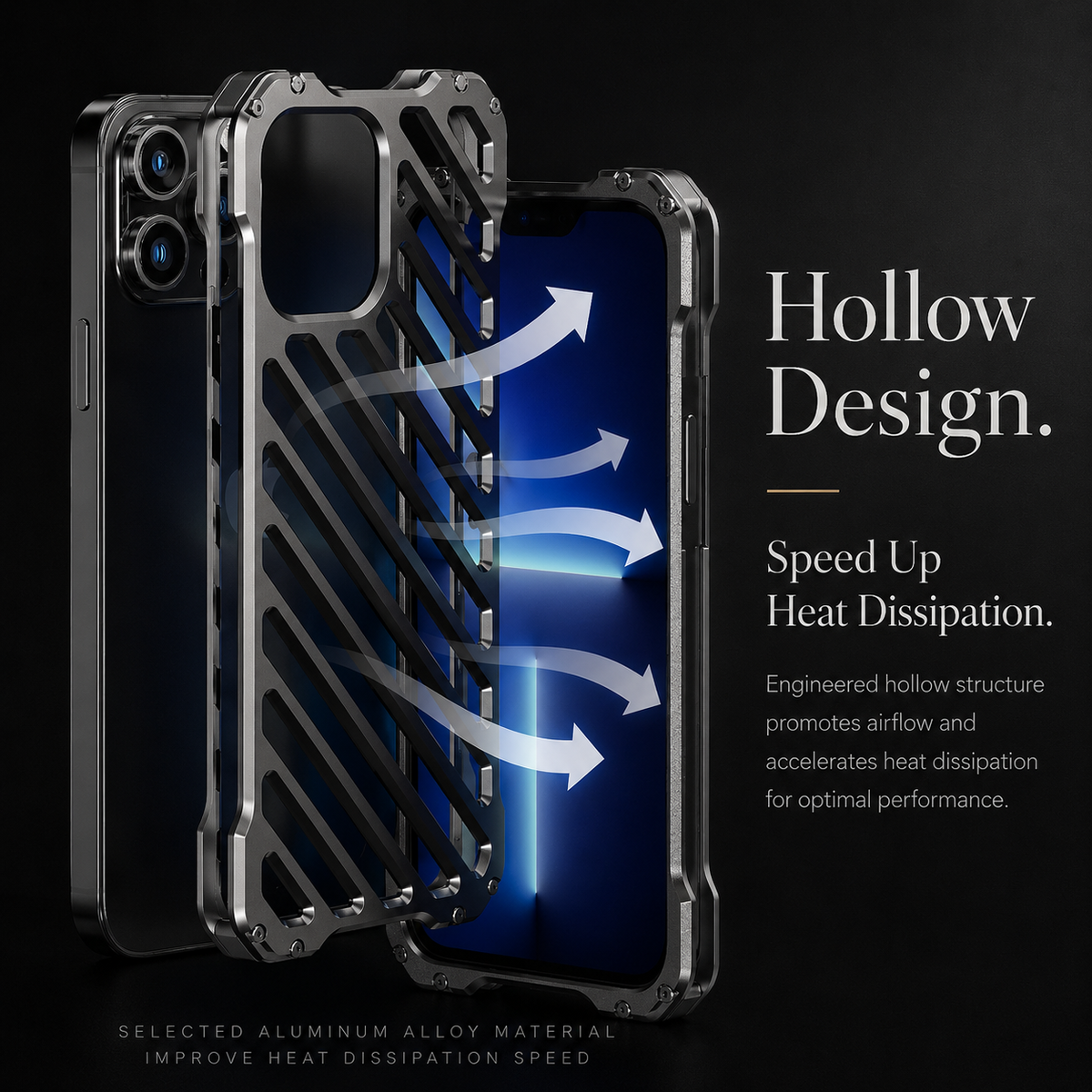 Premium iPhone Case Aluminum Armor Bumper Shockproof Metal Gear Transparent Hard Cover Camera Lens Protection Case