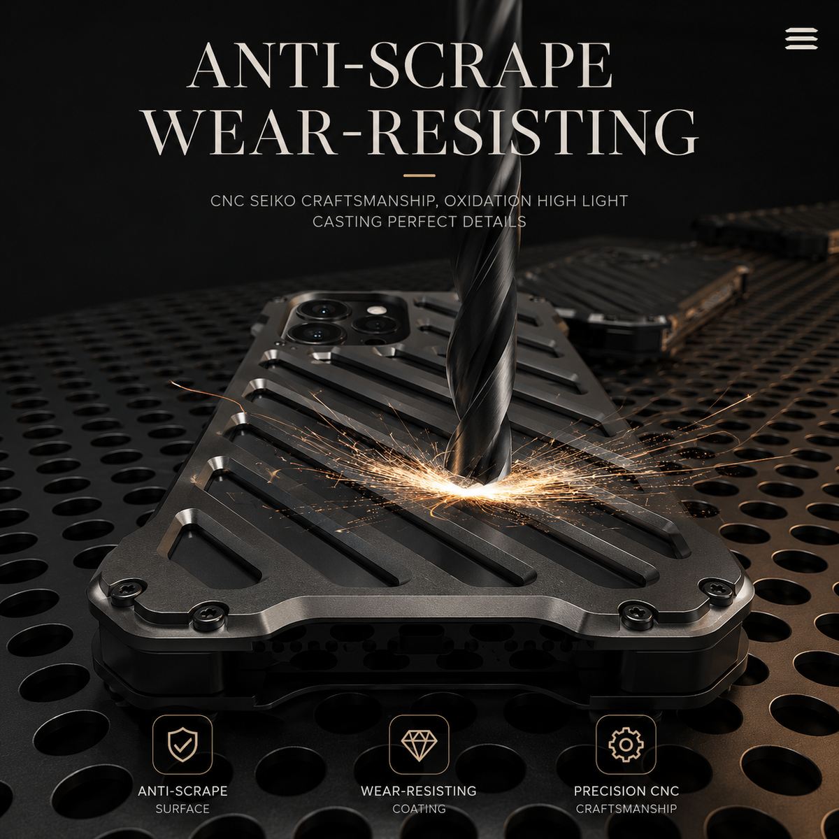 Premium iPhone Case Aluminum Armor Bumper Shockproof Metal Gear Transparent Hard Cover Camera Lens Protection Case