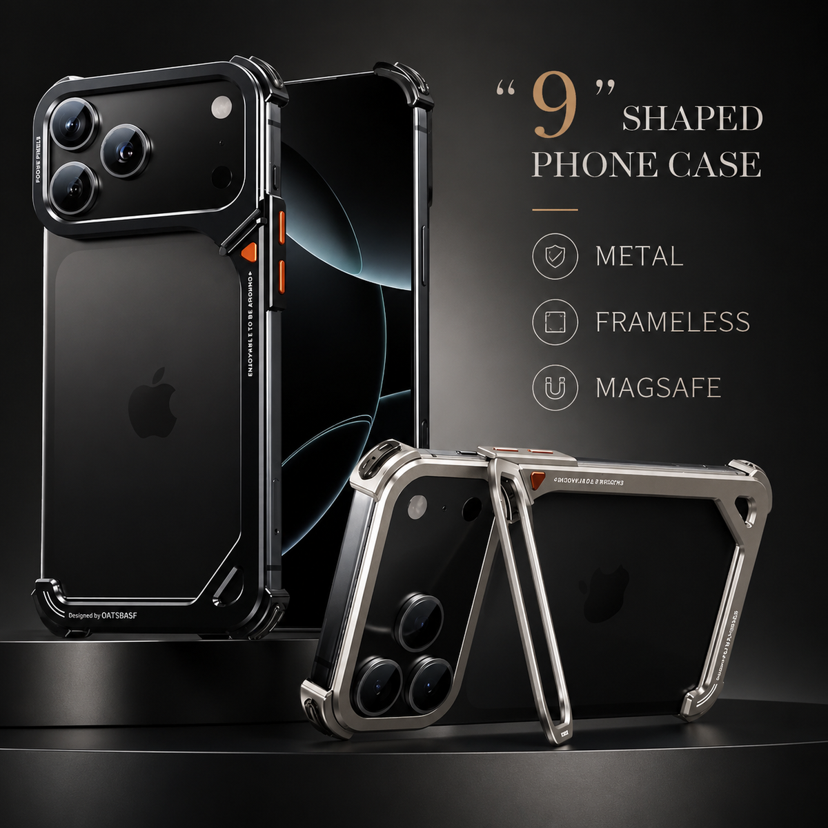 Premium iPhone Case Aluminum Frame with Lens Holder MagSafe Wireless Charging Support Slim Drop Protection Metal Design