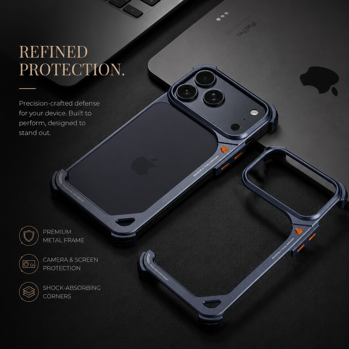 Premium iPhone Case Aluminum Frame with Lens Holder MagSafe Wireless Charging Support Slim Drop Protection Metal Design