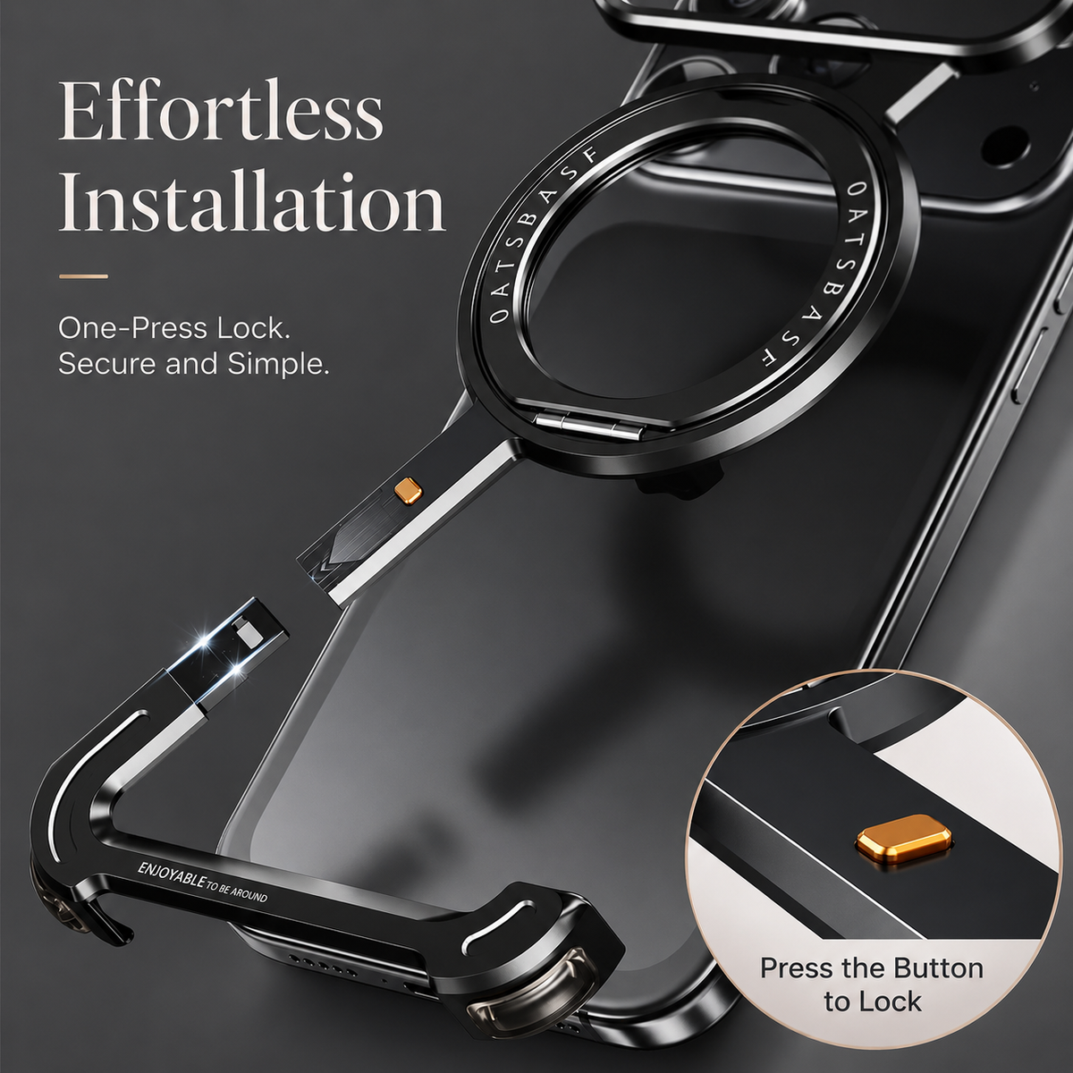 Premium iPhone Case Aluminum Magnetic Cover MagSafe Compatible Frameless Shockproof Rotating Ring Stand Camera Lens Protection