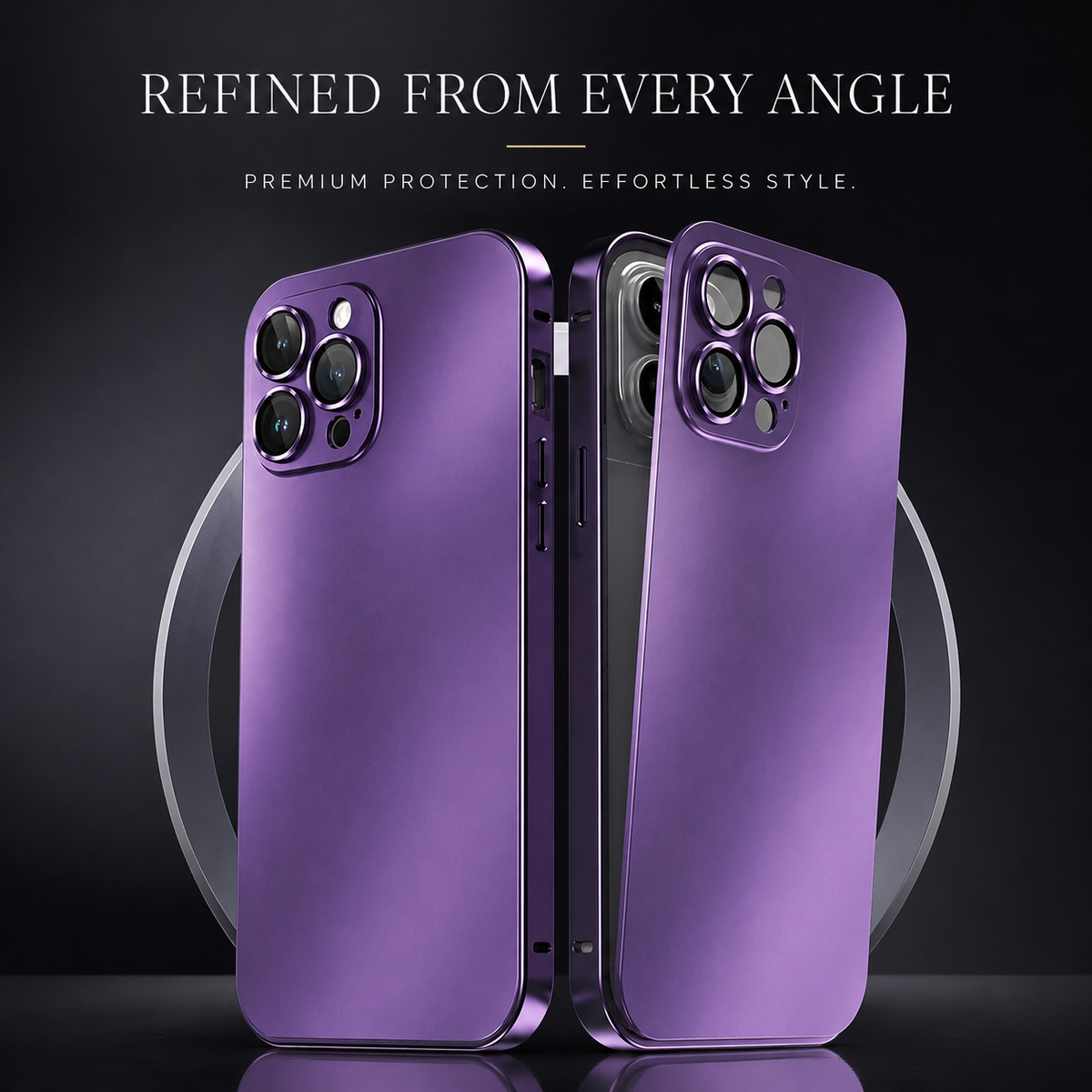 Premium iPhone Case Aluminum Metal Frame Cover Shockproof PC Back Camera Lens Protection Slim Lightweight Design