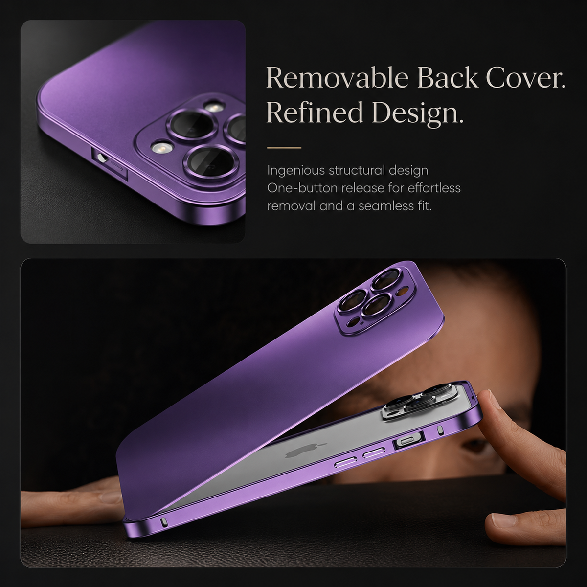 Premium iPhone Case Aluminum Metal Frame Cover Shockproof PC Back Camera Lens Protection Slim Lightweight Design