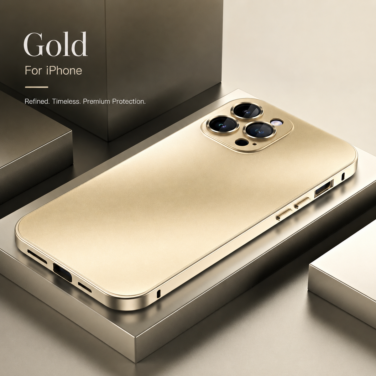 Premium iPhone Case Aluminum Metal Frame Cover Shockproof PC Back Camera Lens Protection Slim Lightweight Design