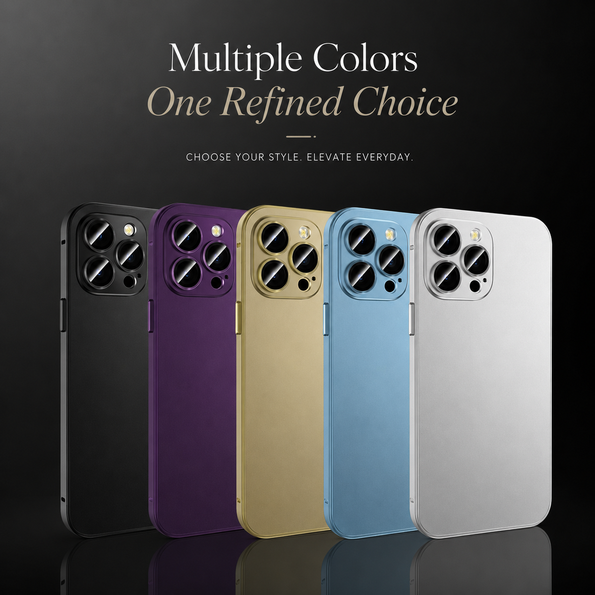 Premium iPhone Case Aluminum Metal Frame Cover Shockproof PC Back Camera Lens Protection Slim Lightweight Design