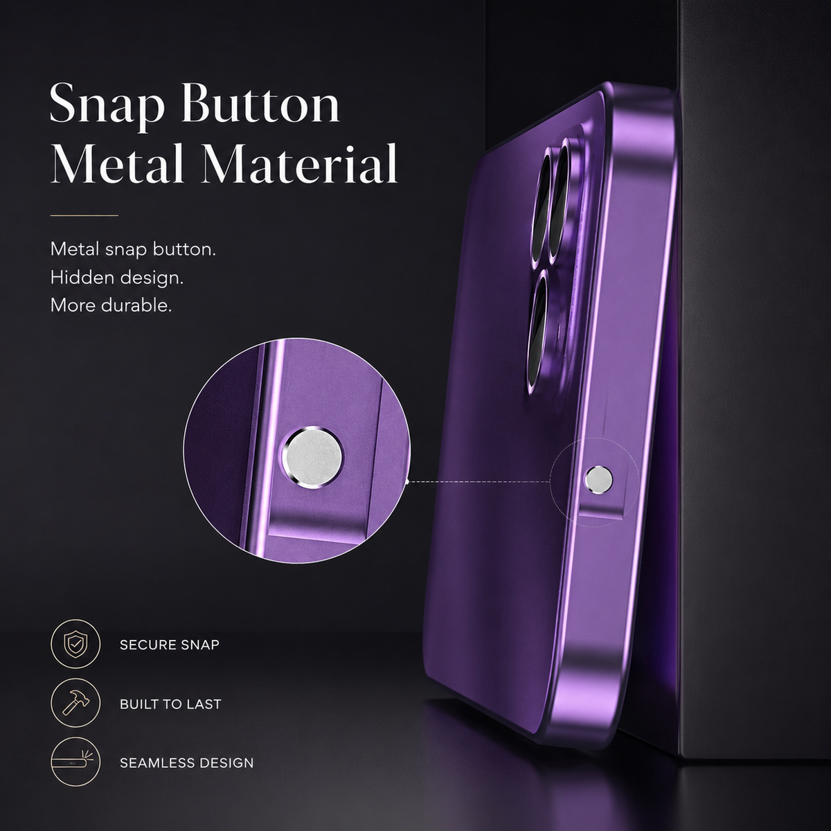 Premium iPhone Case Aluminum Metal Frame Cover Shockproof PC Back Camera Lens Protection Slim Lightweight Design