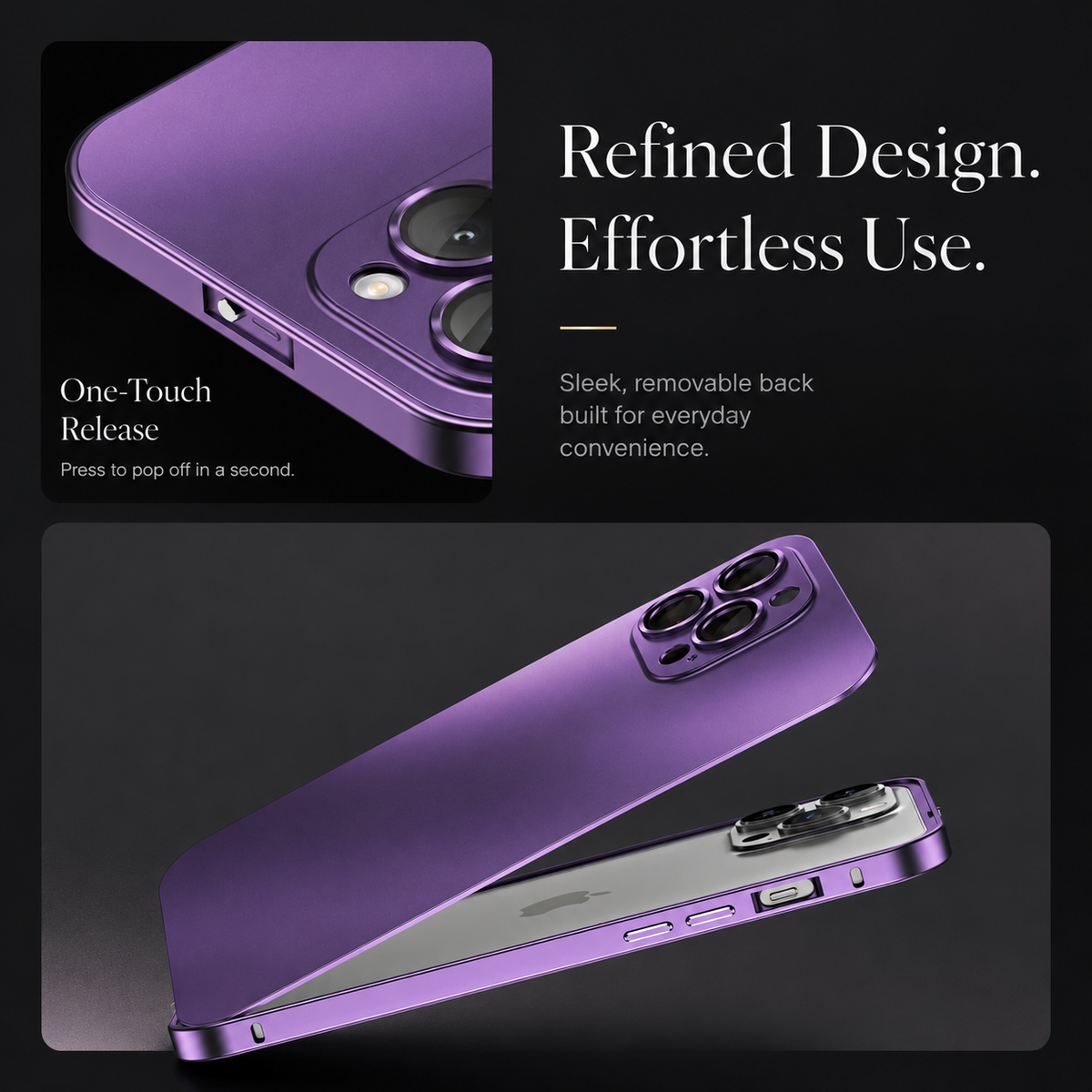 Premium iPhone Case Aluminum Metal Frame Cover Shockproof PC Back Camera Lens Protection Slim Lightweight Design