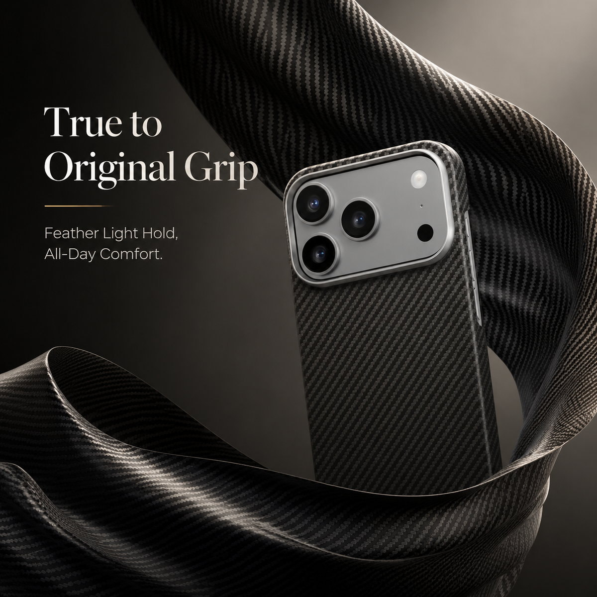 Premium iPhone Case Aramid Fiber Slim Hard Cover Military Grade Shockproof Matte Black Durable Protection
