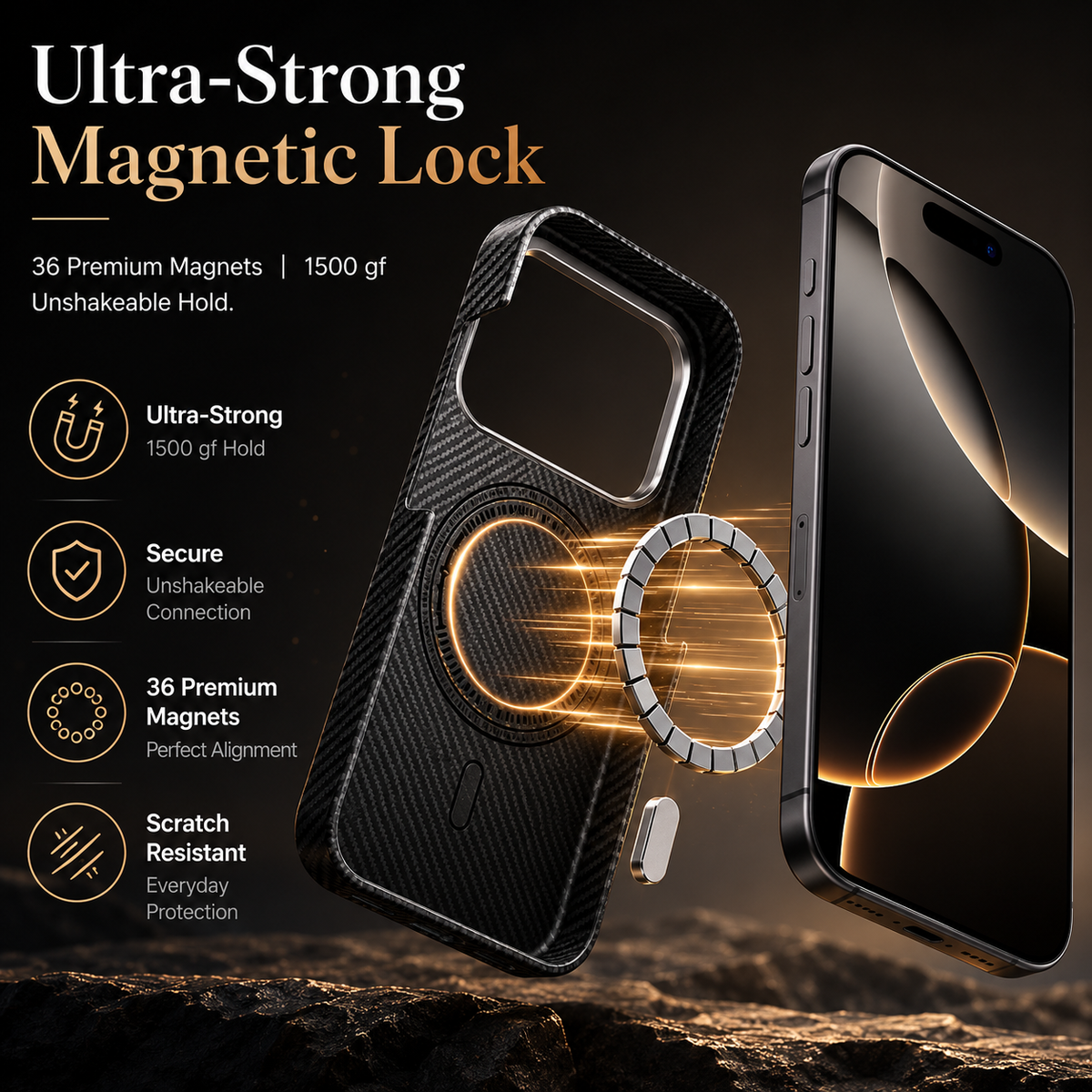 Premium iPhone Case Aramid Fiber Slim Hard Cover Military Grade Shockproof Matte Black Durable Protection