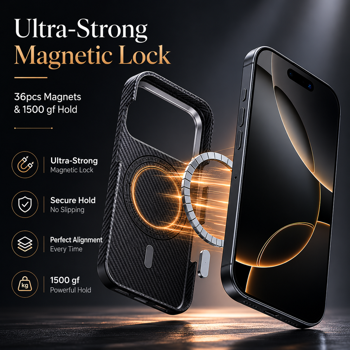 Premium iPhone Case Aramid Fiber Slim Hard Cover Military Grade Shockproof Matte Black Durable Protection