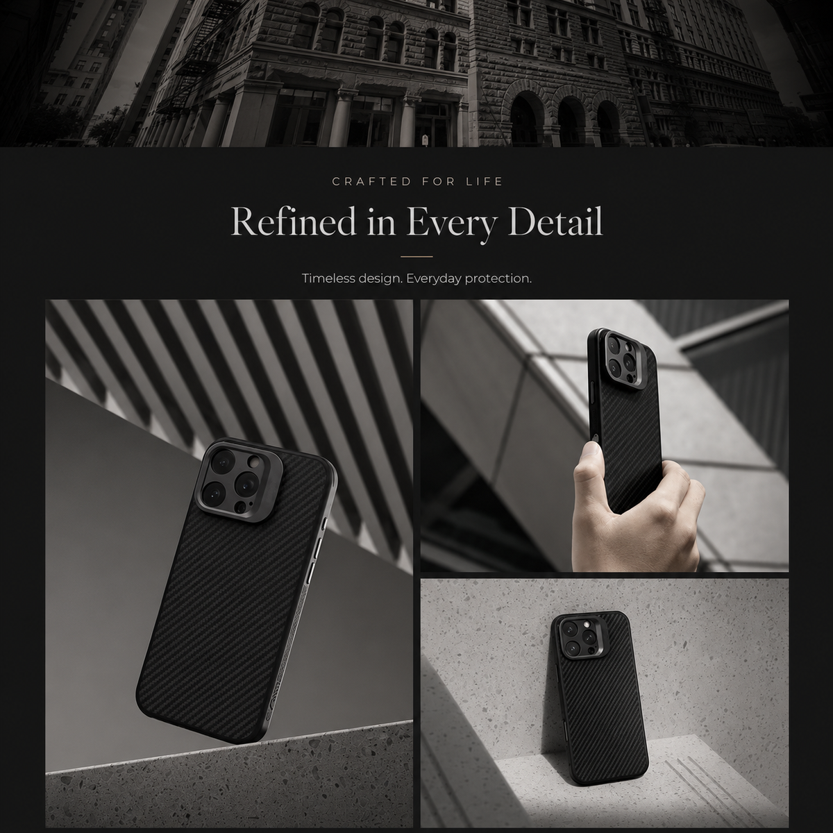 Premium iPhone Case Aramid Fiber TPU Magnetic Cover with Metal Frame Protection Shockproof Full Coverage MagSafe Wireless Charging Support