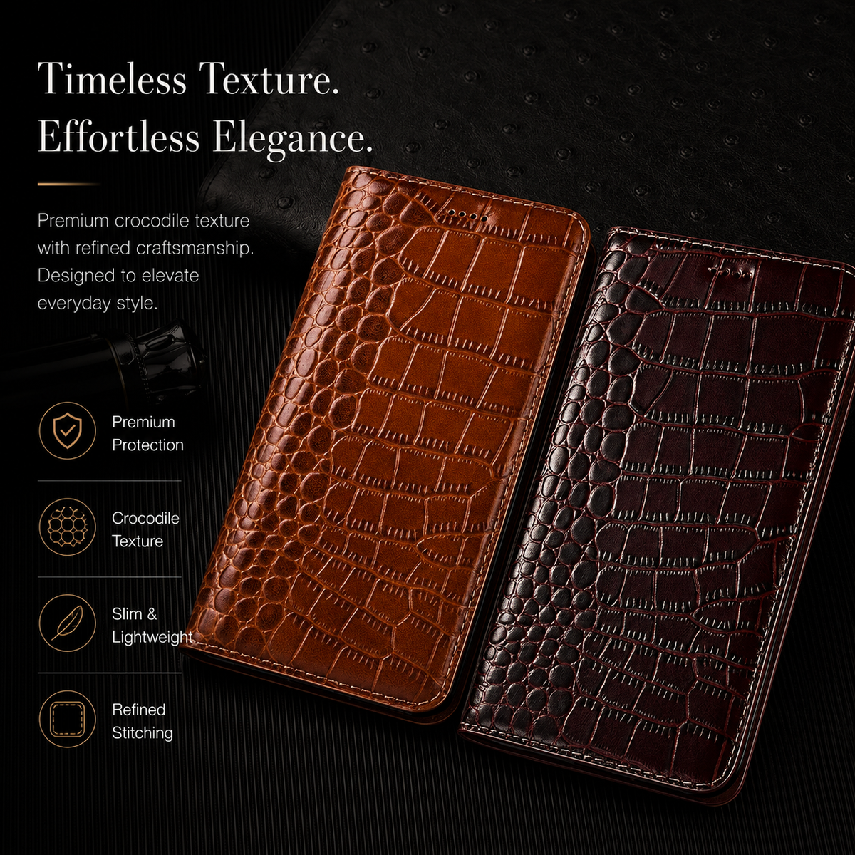 Premium iPhone Case Business Flip Wallet Genuine Leather Cover with Kickstand Magnetic Full Protection Anti Scratch Non Slip Design