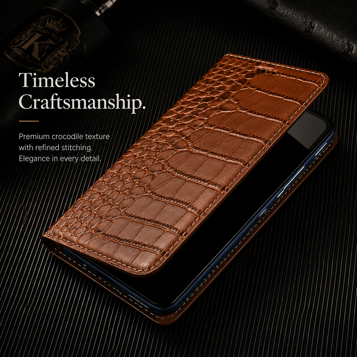 Premium iPhone Case Business Flip Wallet Genuine Leather Cover with Kickstand Magnetic Full Protection Anti Scratch Non Slip Design
