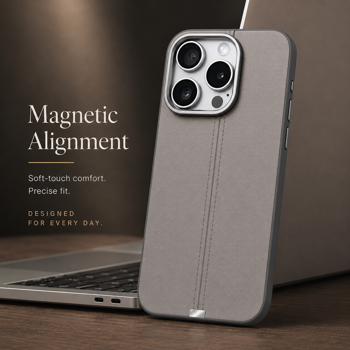 Premium iPhone Case Business Leather MagSafe Magnetic Cover Anti Fall Metal Button Protective Case