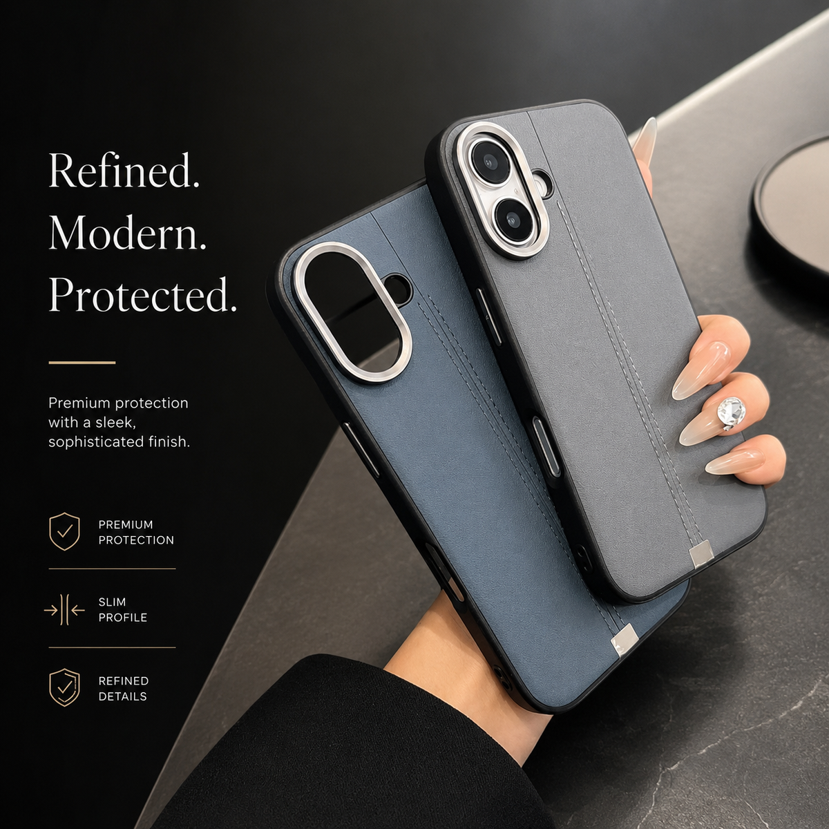 Premium iPhone Case Business Leather MagSafe Magnetic Cover Anti Fall Metal Button Protective Case