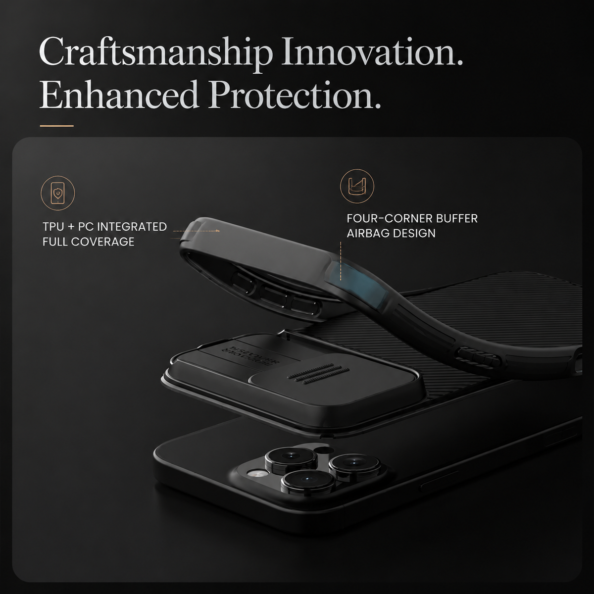 Premium iPhone Case CamShield Magnetic Cover Sliding Camera Protection Shockproof TPU PC Rugged Full Coverage