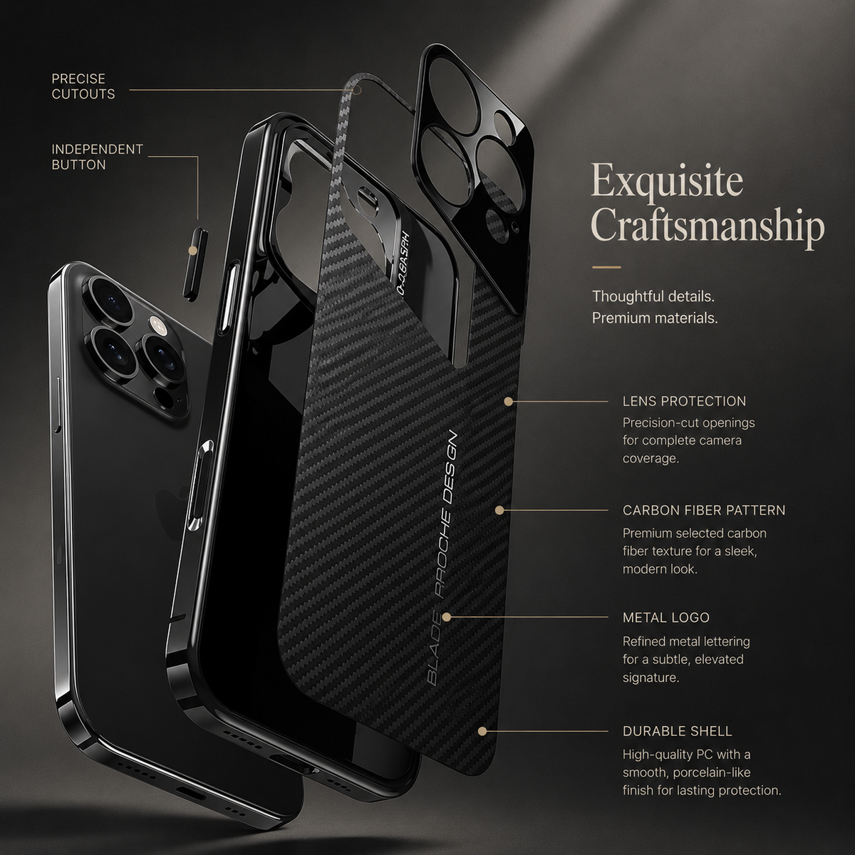 Premium iPhone Case Carbon Fiber Electroplated Cover Magnetic Shockproof Anti Fingerprint Full Coverage Protective Case