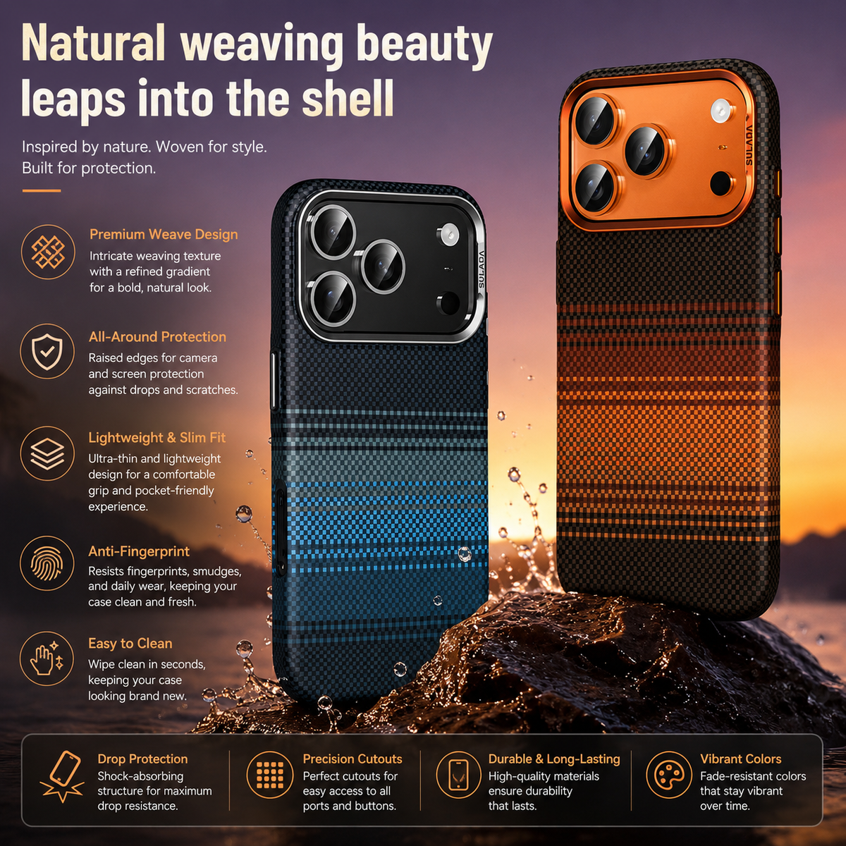 Premium iPhone Case Carbon Fiber Pattern MagSafe Compatible Kevlar Style Shockproof PC Hard Protective Cover with Magnetic Alignment Design