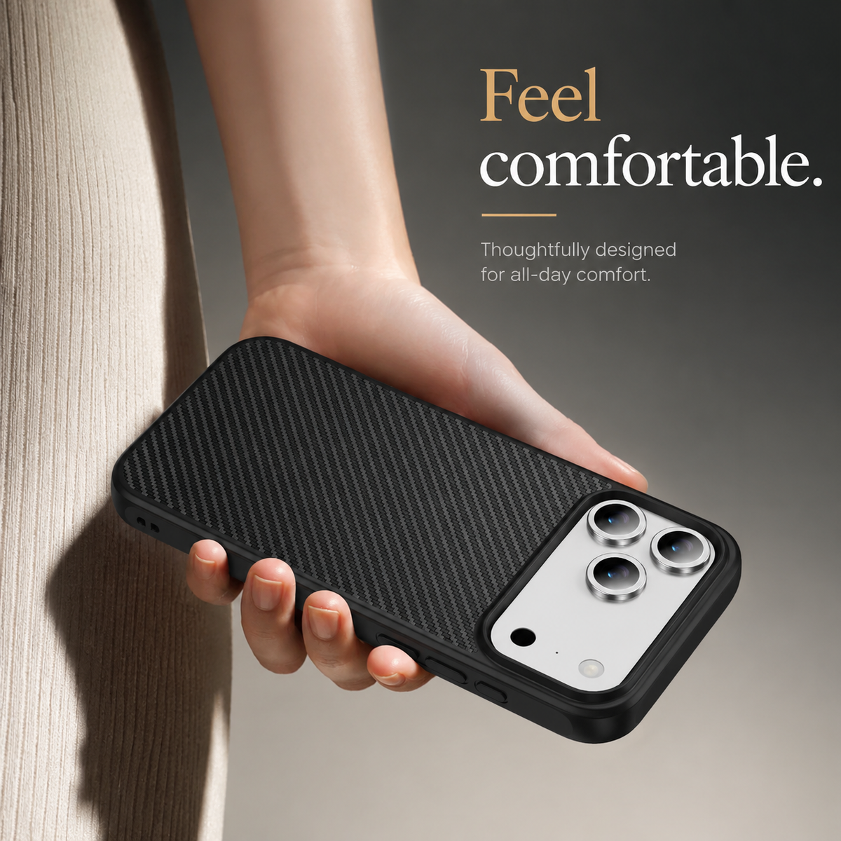 Premium iPhone Case Carbon Fiber Shockproof Protective Cover Drop Resistant Anti Fingerprint Non Slip Scratch Defense