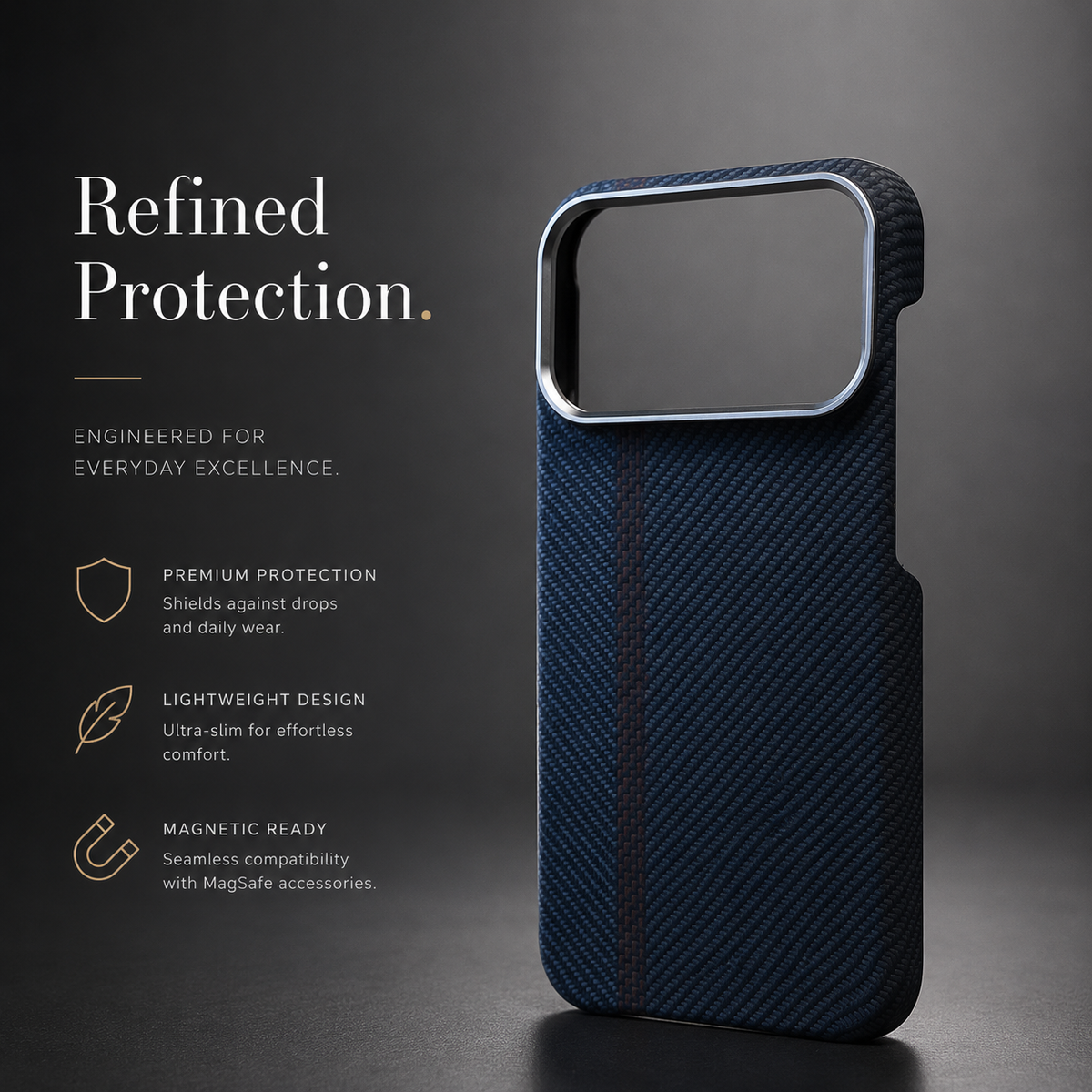 Premium iPhone Case Carbon Fiber Texture Magnetic MagSafe Compatible Shock Absorbing Hybrid Protective Cover