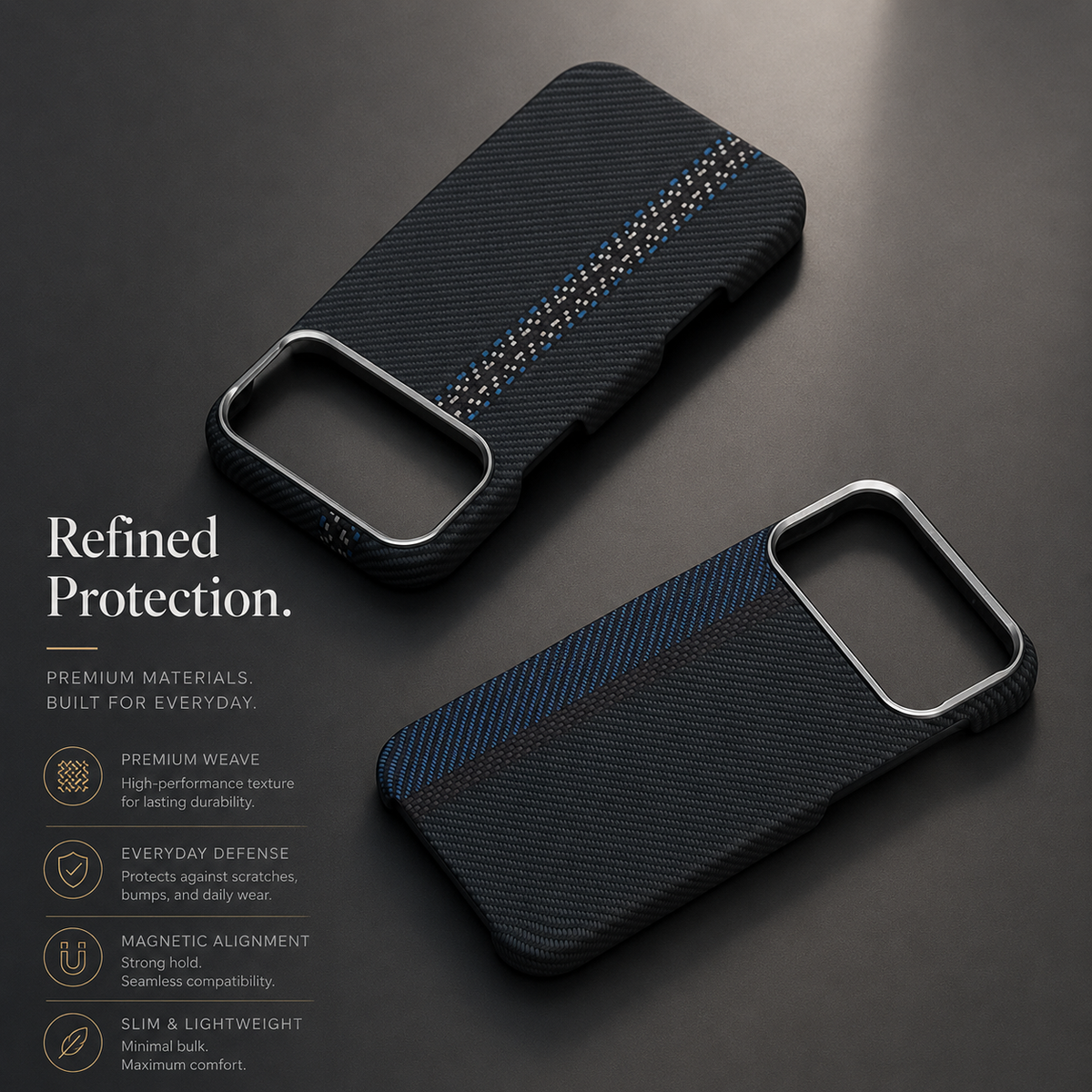 Premium iPhone Case Carbon Fiber Texture Magnetic MagSafe Compatible Shock Absorbing Hybrid Protective Cover