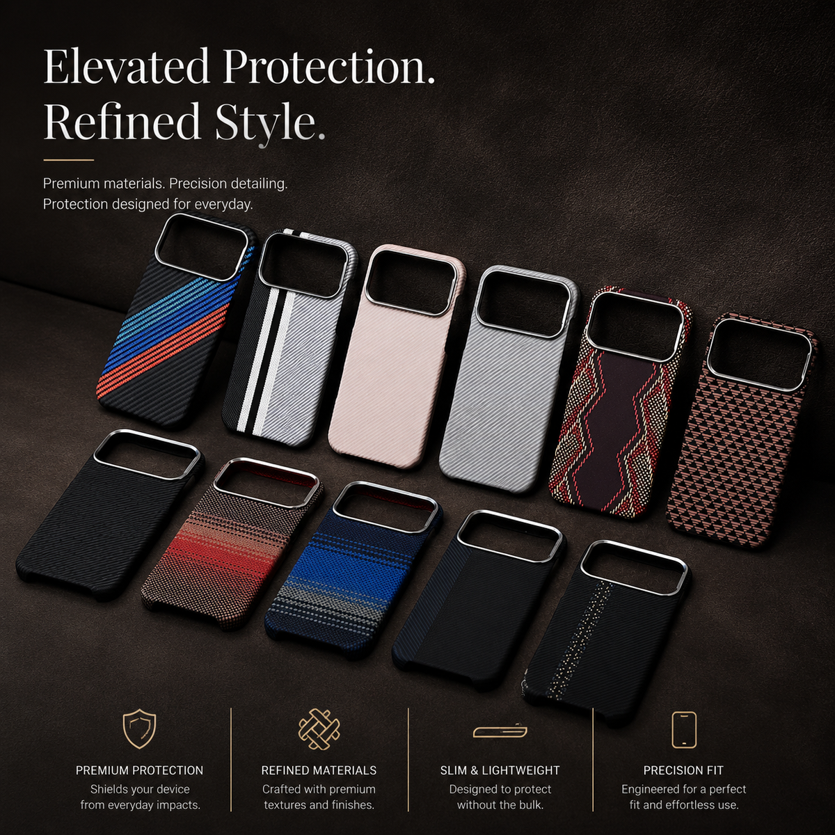 Premium iPhone Case Carbon Fiber Texture Magnetic MagSafe Compatible Shock Absorbing Hybrid Protective Cover
