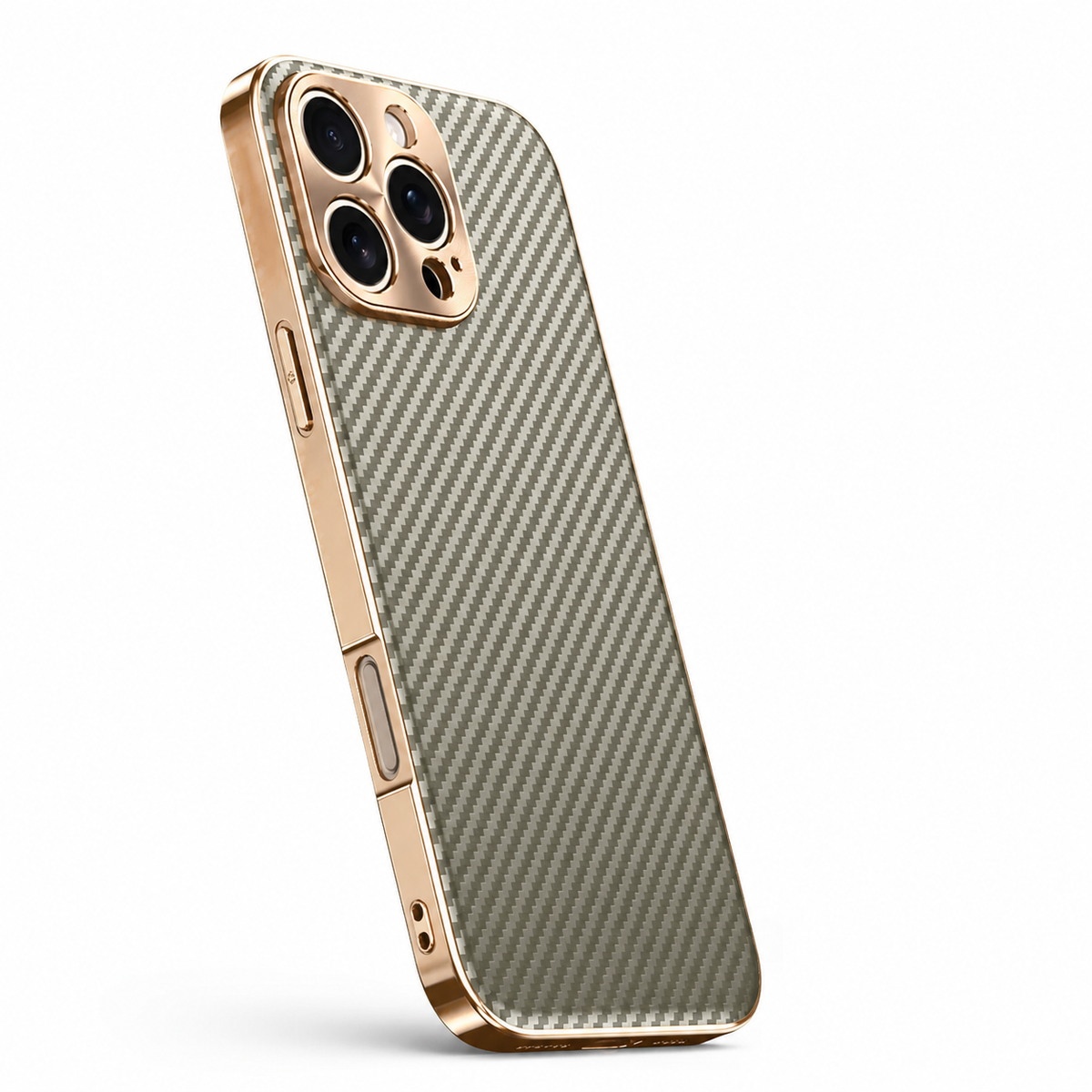 Premium iPhone Case Carbon Fiber Textured Leather Cover Alloy Metal Lens Protection Shockproof Slim Design