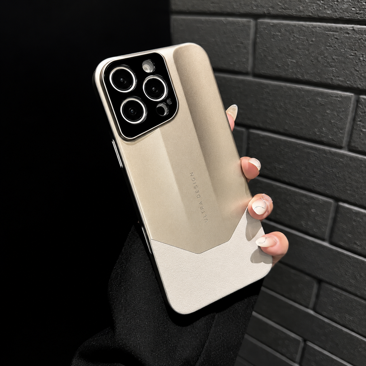 Premium iPhone Case Contrast Color Leather Cover Shockproof PC Hybrid Protective Slim Camera Protection Case