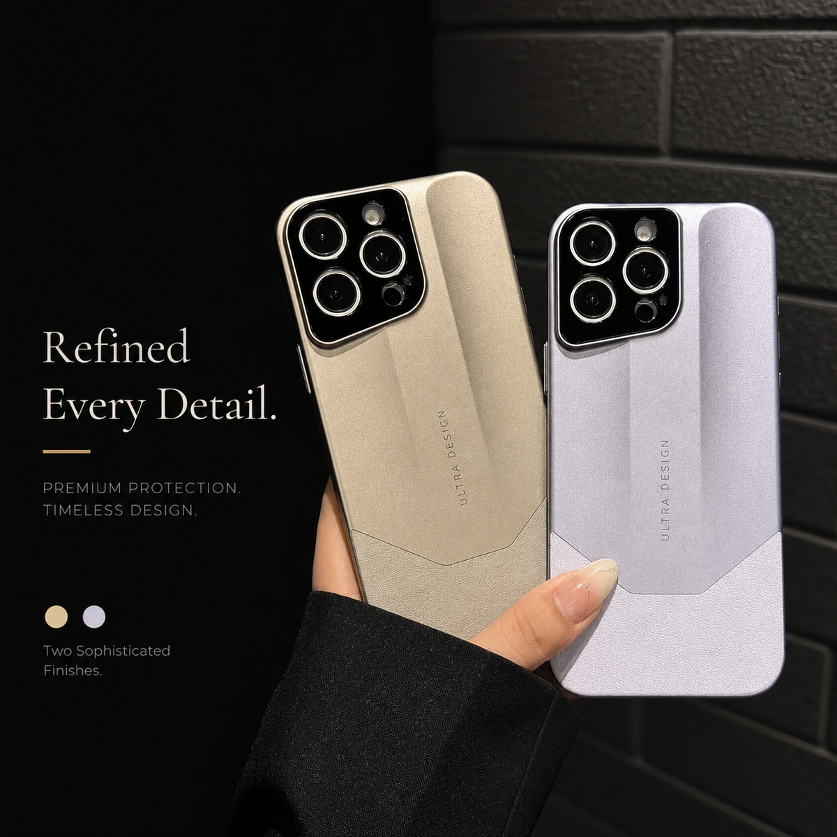 Premium iPhone Case Contrast Color Leather Cover Shockproof PC Hybrid Protective Slim Camera Protection Case