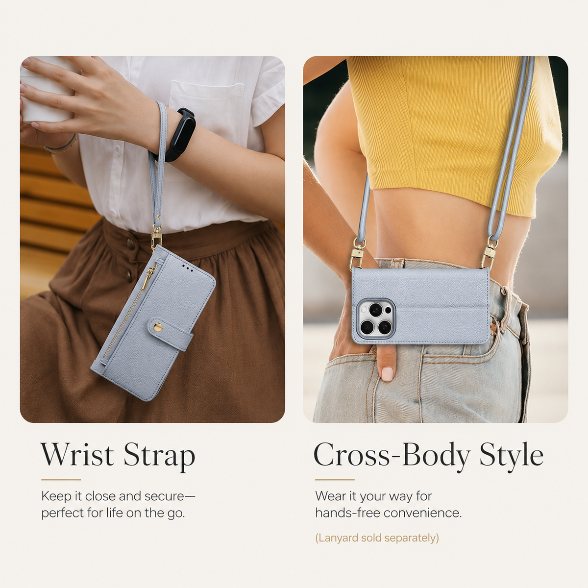 Premium iPhone Case Cow Leather Detachable Magnetic Wallet Cover with Card Slots Shockproof Drop Protection Wireless Charging Support and Lanyard Option