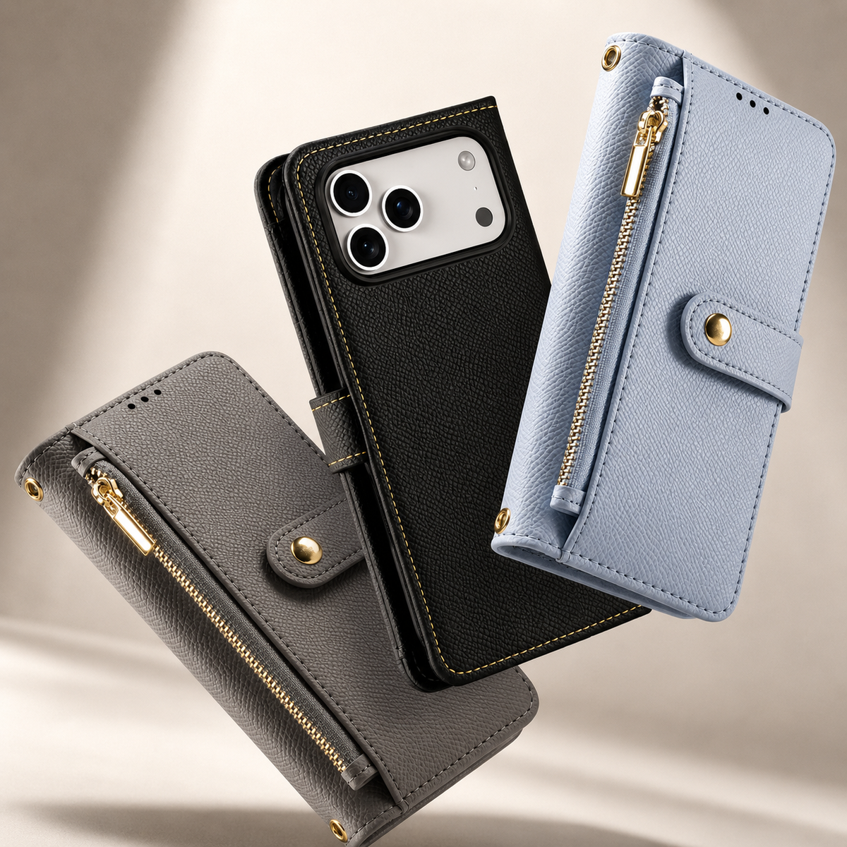 Premium iPhone Case Cow Leather Detachable Magnetic Wallet Cover with Card Slots Shockproof Drop Protection Wireless Charging Support and Lanyard Option