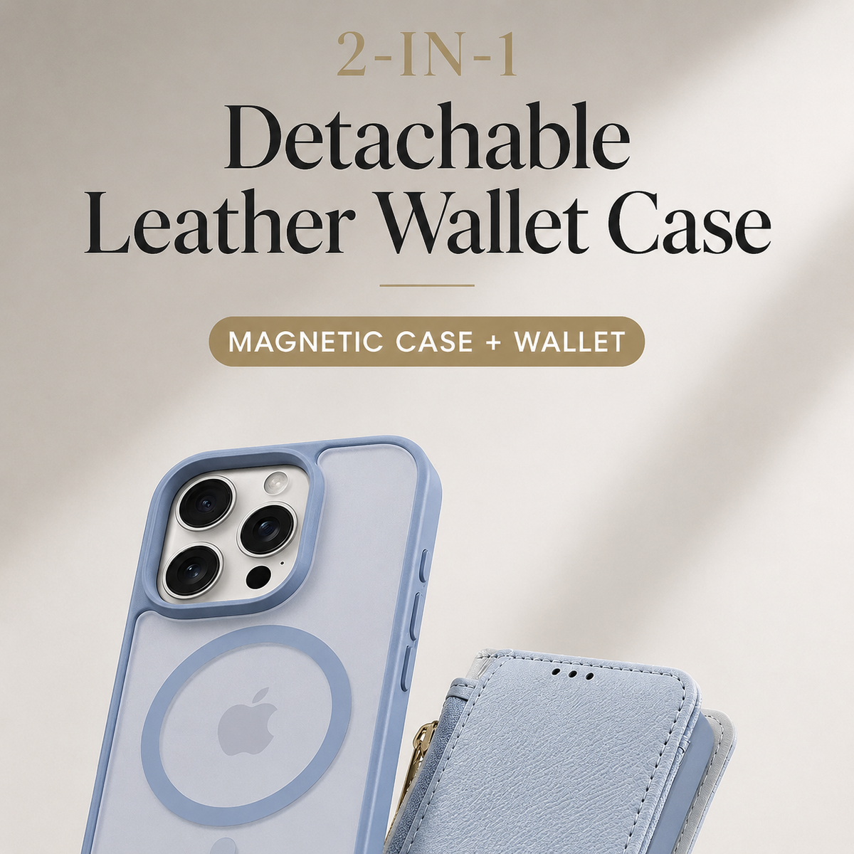 Premium iPhone Case Cow Leather Detachable Magnetic Wallet Cover with Card Slots Shockproof Drop Protection Wireless Charging Support and Lanyard Option