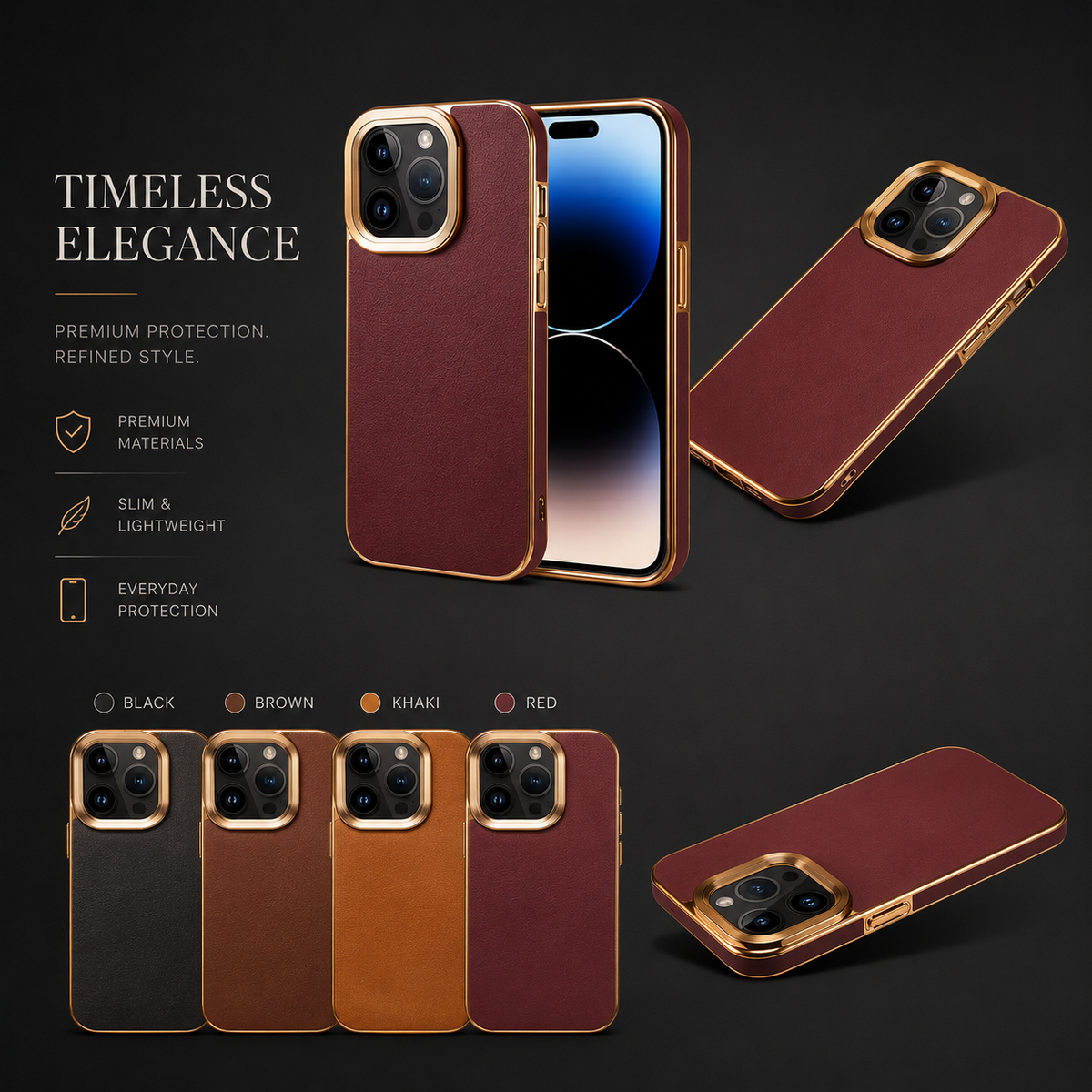 Premium iPhone Case Cowhide Electroplated Leather Cover Heat Resistant Skin Friendly Non Slip Lightweight Protective Design