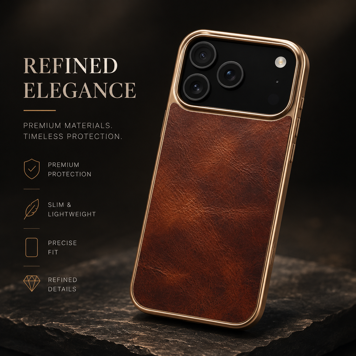 Premium iPhone Case Cowhide Electroplated Leather Cover Heat Resistant Skin Friendly Non Slip Lightweight Protective Design