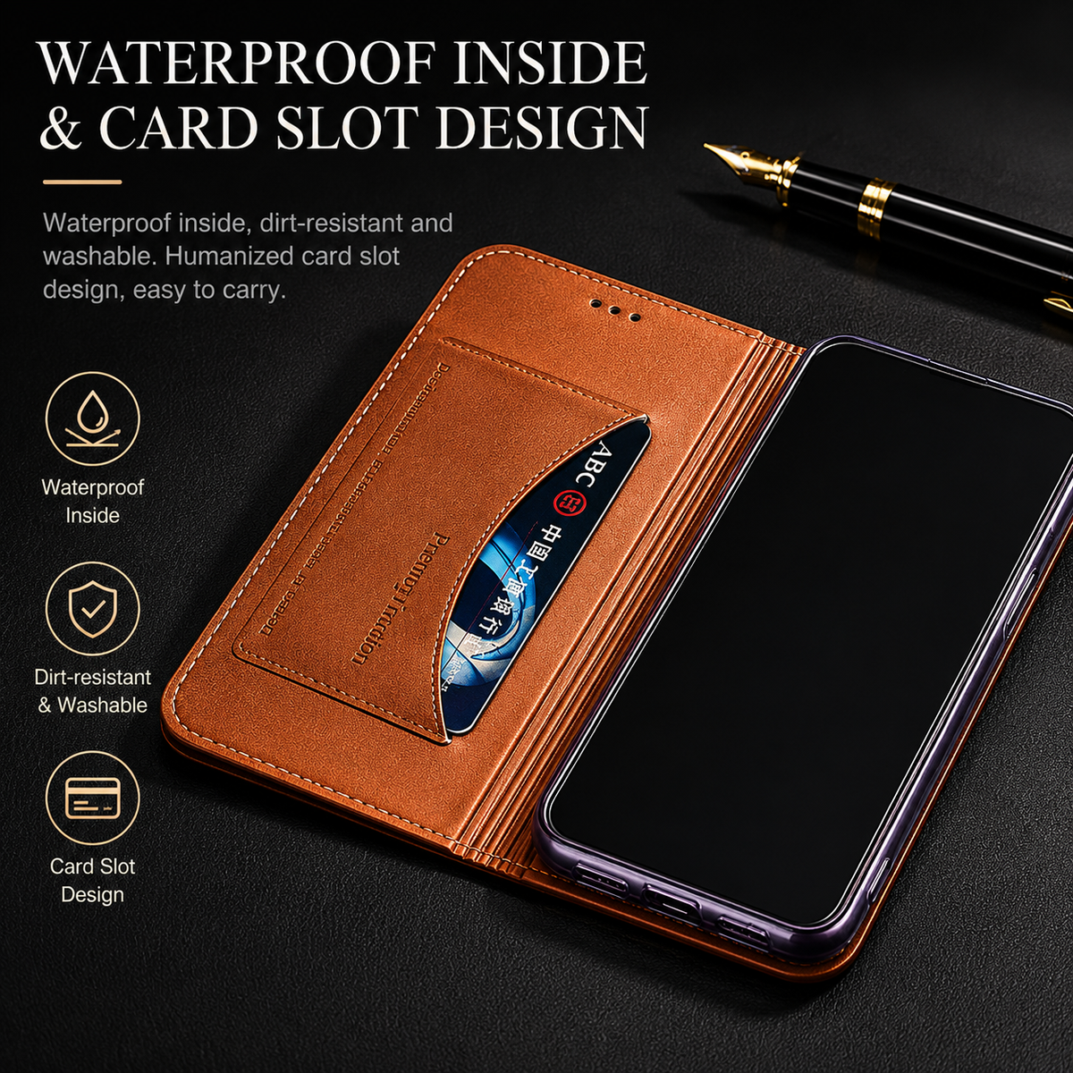 Premium iPhone Case Crocodile Texture Genuine Leather Flip Cover Card Pocket Non Slip Full Protection Design