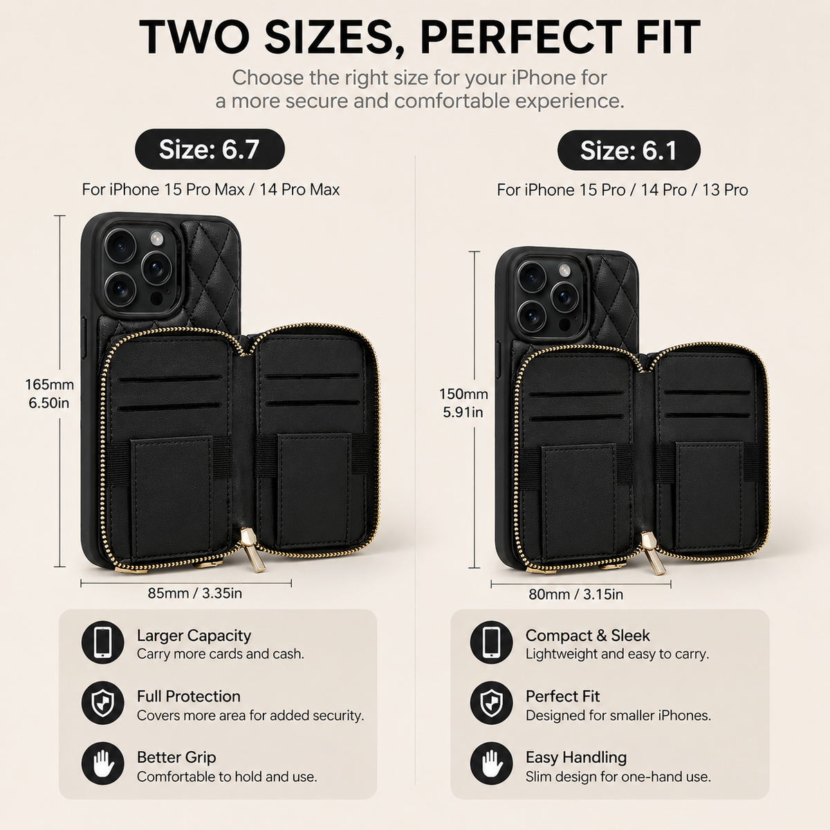 Premium iPhone Case Crossbody Leather Card Bag Diamond Stitch Chain Strap Shockproof Non Slip Portable Protective Cover