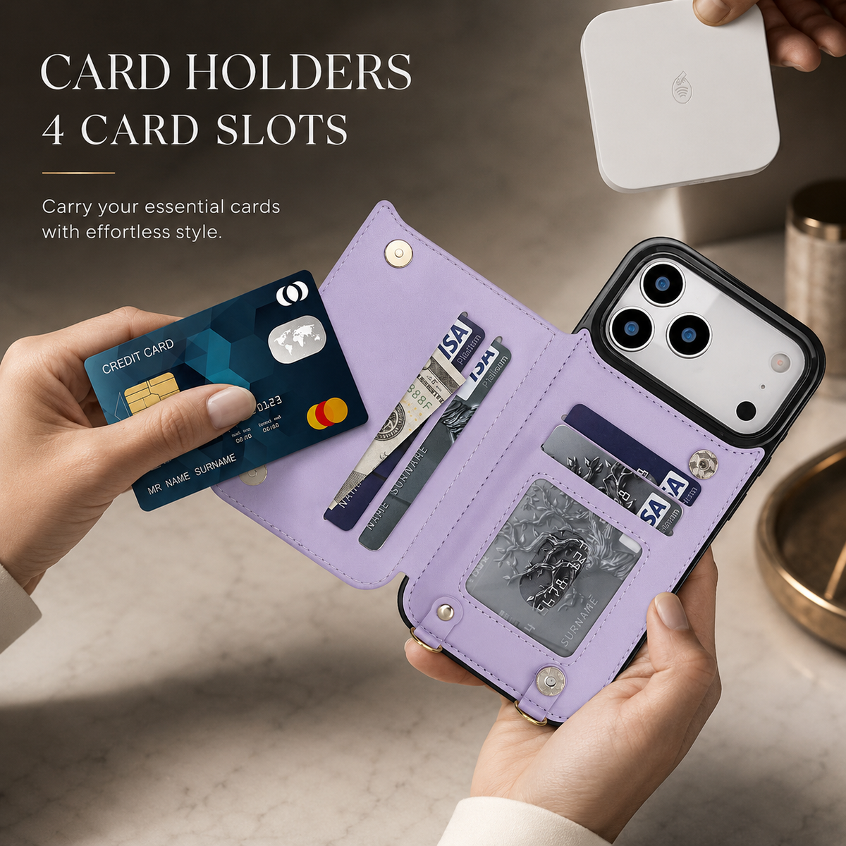 Premium iPhone Case Crossbody Leather RFID Wallet Cover with Zipper Card Slot Lanyard Strap Shockproof Anti Fingerprint Protective Design