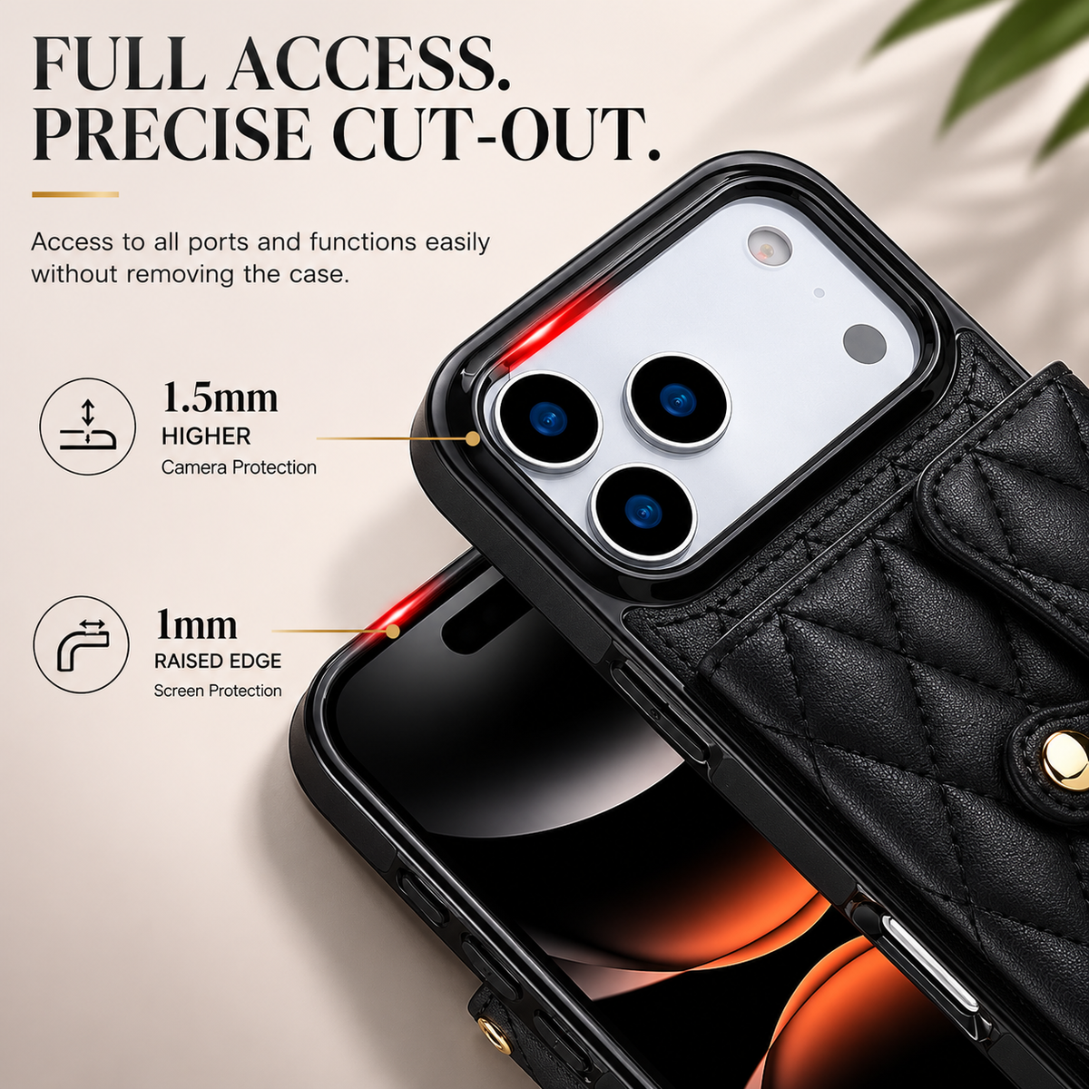 Premium iPhone Case Crossbody Leather Wallet Cover Wrist Shoulder Strap Card Coin Storage Shockproof Protection