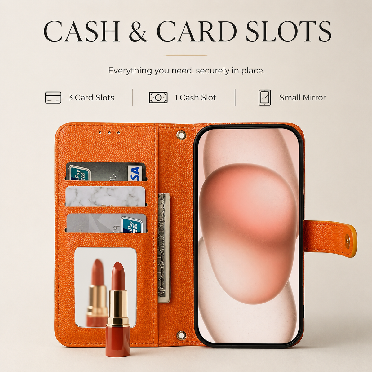 Premium iPhone Case Crossbody Leather Wallet Cover with Card Holder Lanyard Strap Anti Scratch Non Slip Protective PU Design
