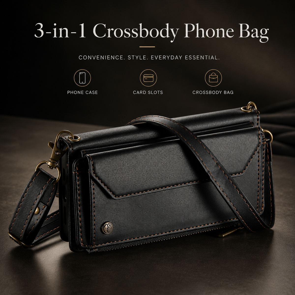 Premium iPhone Case Crossbody RFID Blocking PU Leather Wallet Cover Card Holder Wristlet Shoulder Strap Protection