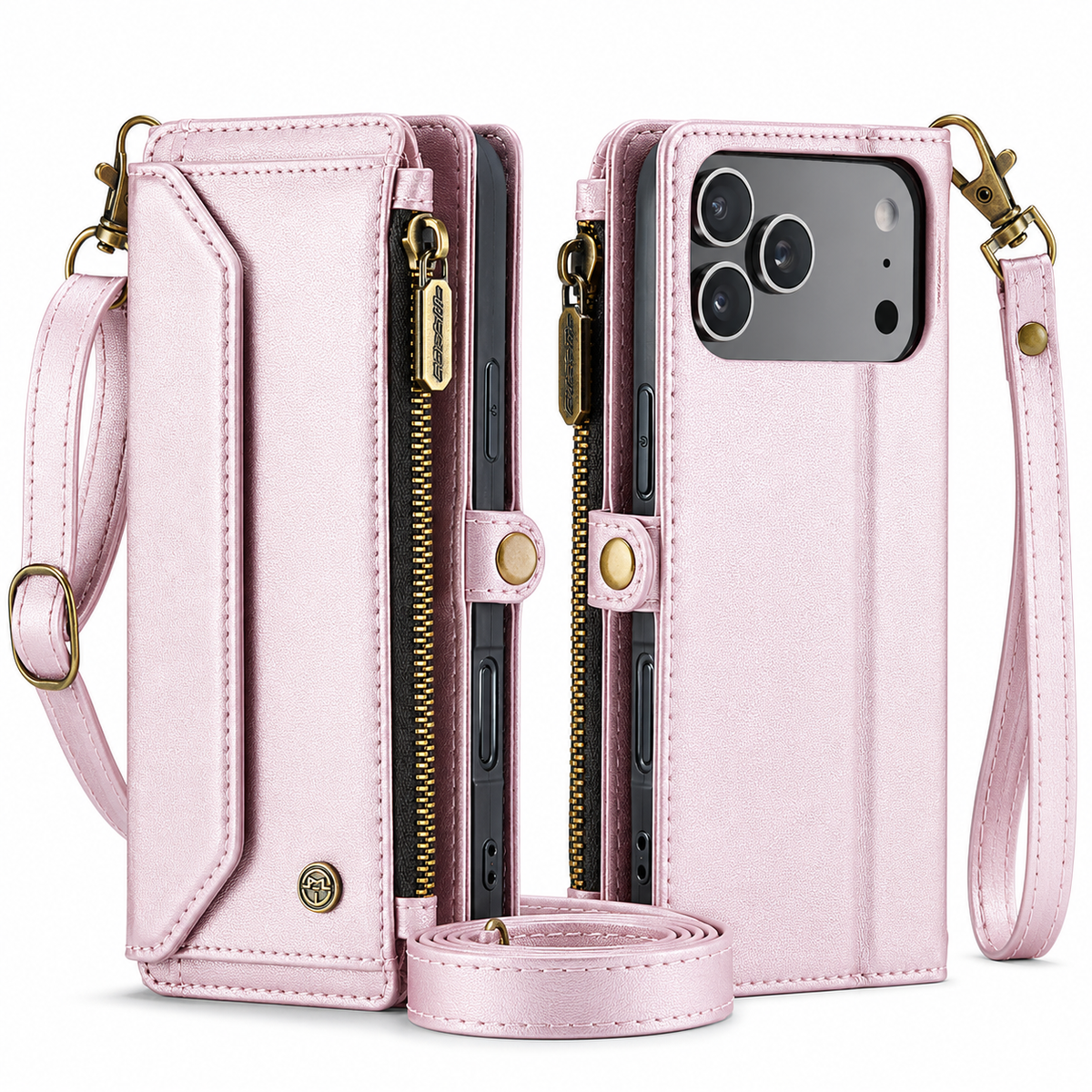 Premium iPhone Case Crossbody RFID Blocking PU Leather Wallet Cover with 7 To 10 Card Holder Wristlet Shoulder Strap Shockproof Protective Design