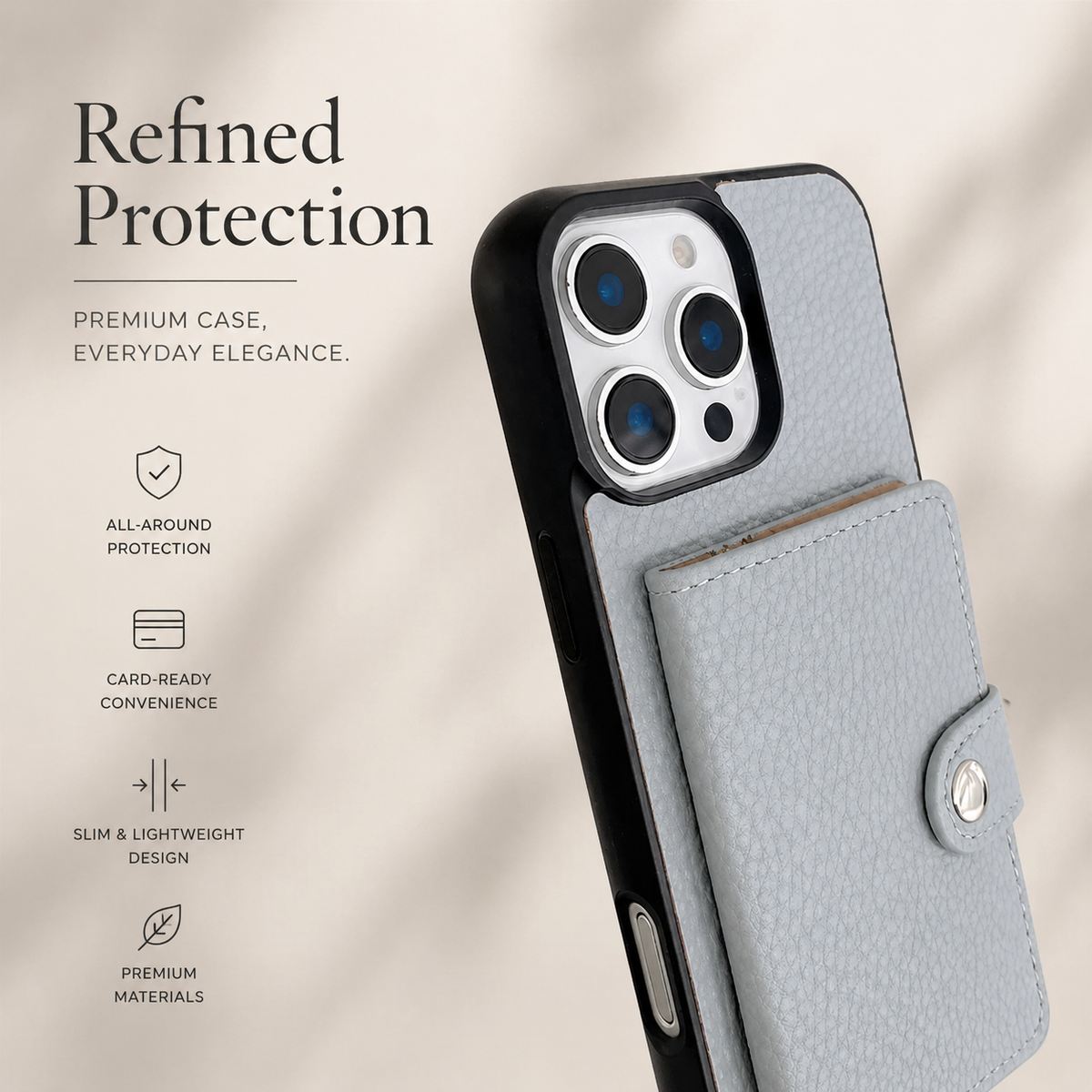 Premium iPhone Case Crossbody Wallet Cover PU Leather Card Holder RFID Protection Full Protection