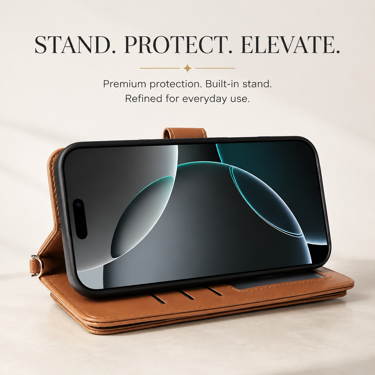 Premium iPhone Case Crossbody Wallet Cover PU Leather Card Holder Shoulder Strap Shockproof Full Protection