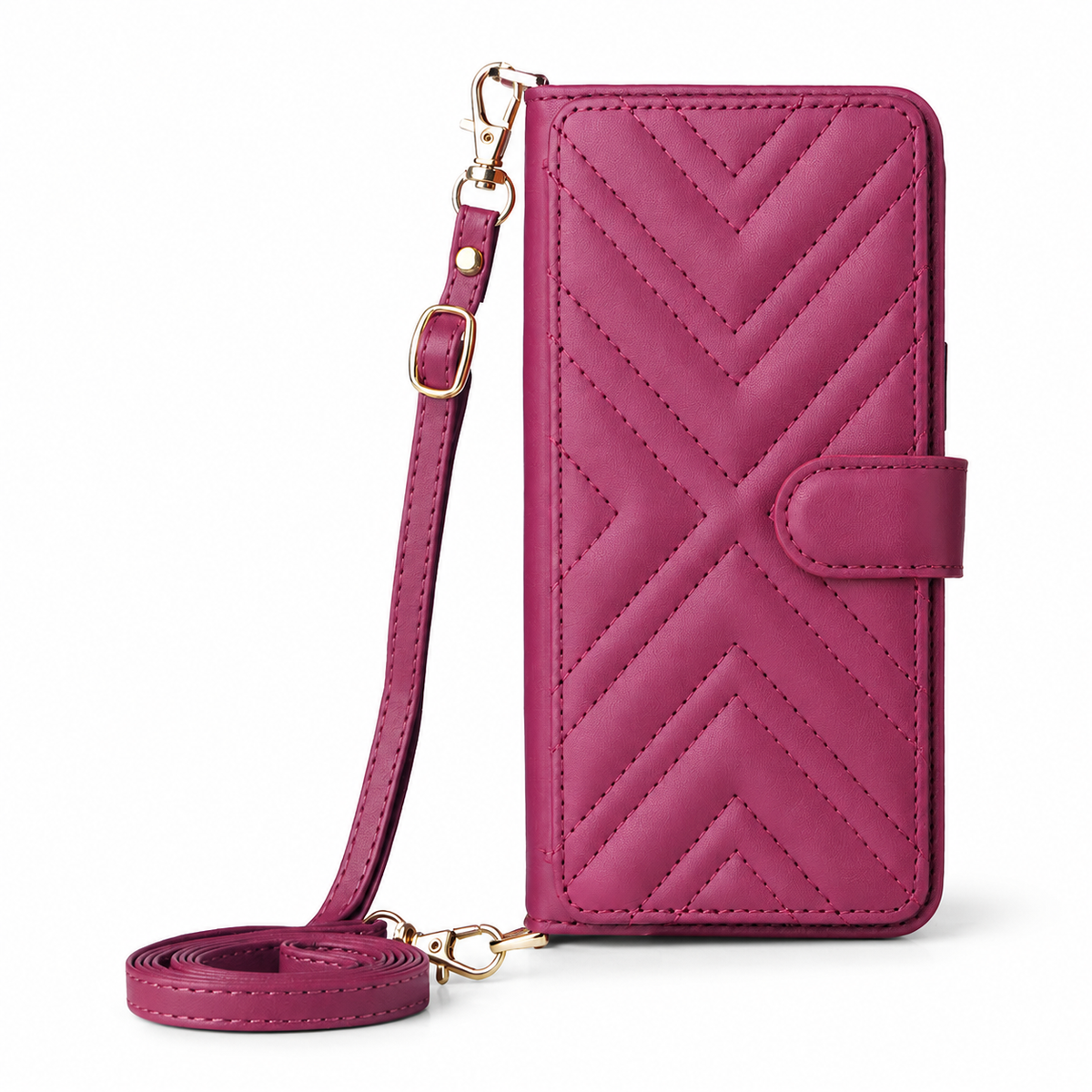 Premium iPhone Case Crossbody Wallet Cover PU Leather Card Holder Shoulder Strap Shockproof Full Protection